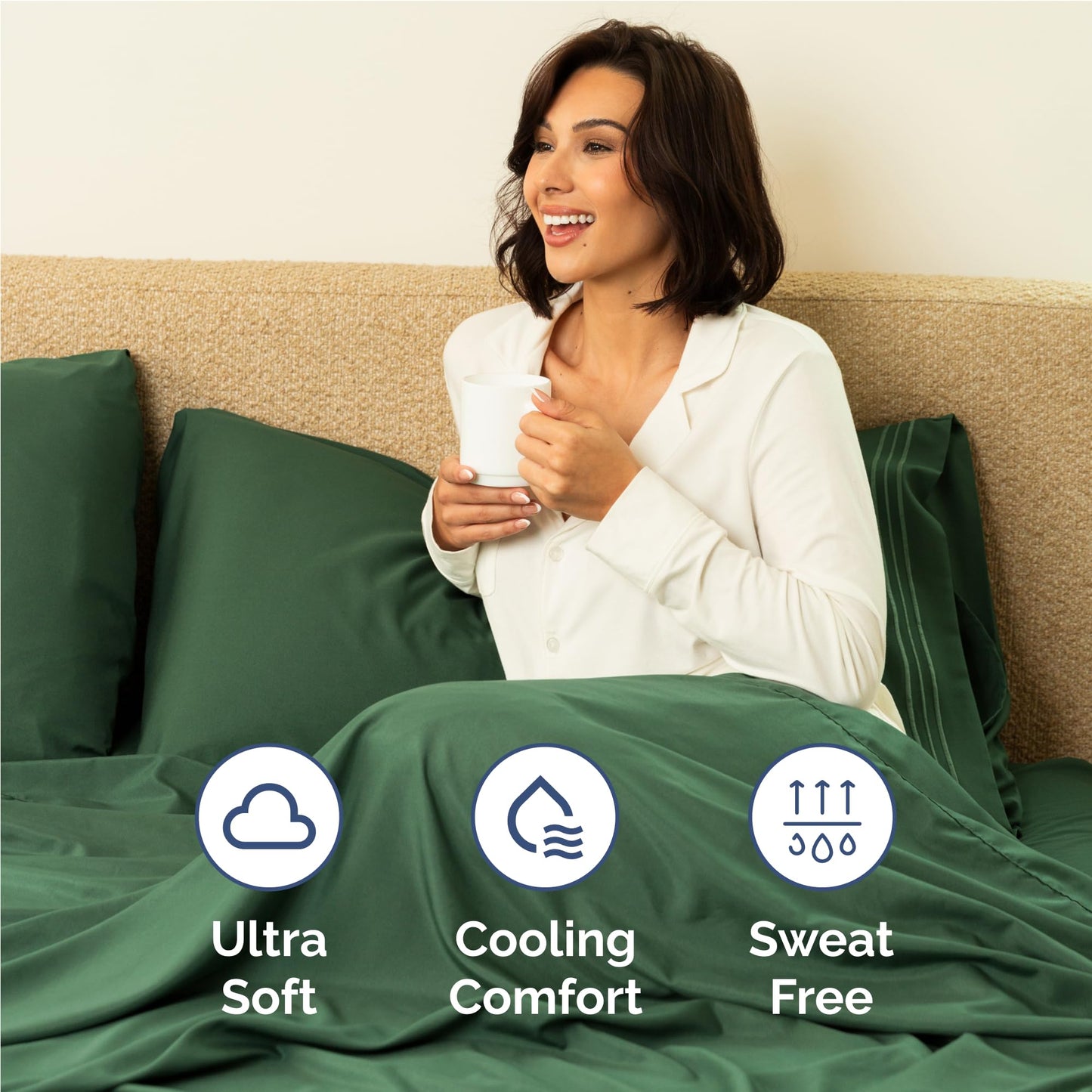Full Size 4 Piece Sheet Set - Comfy Breathable & Cooling Sheets - Hotel Luxury Bed Sheets for Women & Men - Deep Pockets, Easy-Fit, Soft & Wrinkle Free Sheets - Emerald Green Oeko-Tex Bed Sheet Set