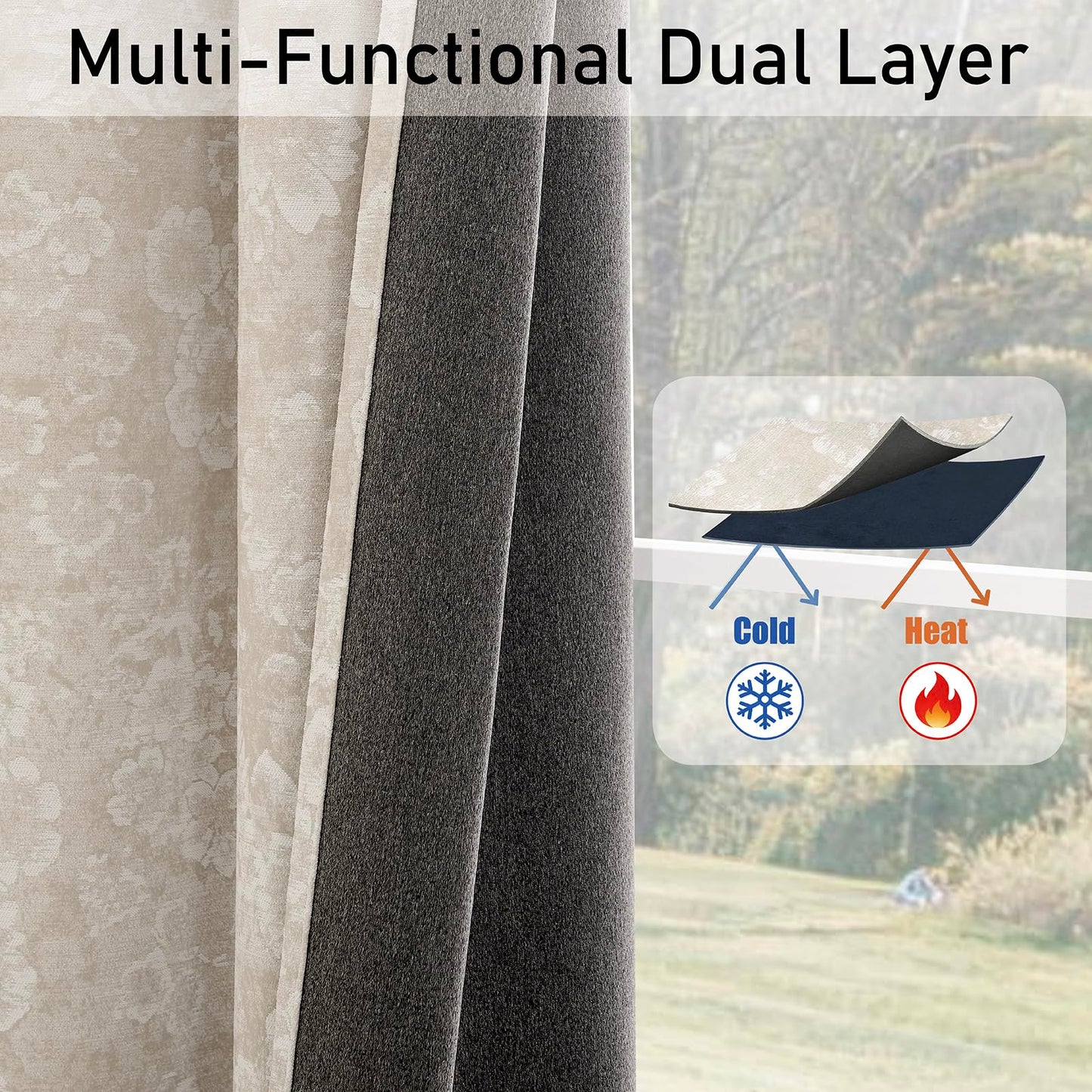 Slomebery Dusty Beige Blackout Curtains 52" W x 84" L inch 2 Panels