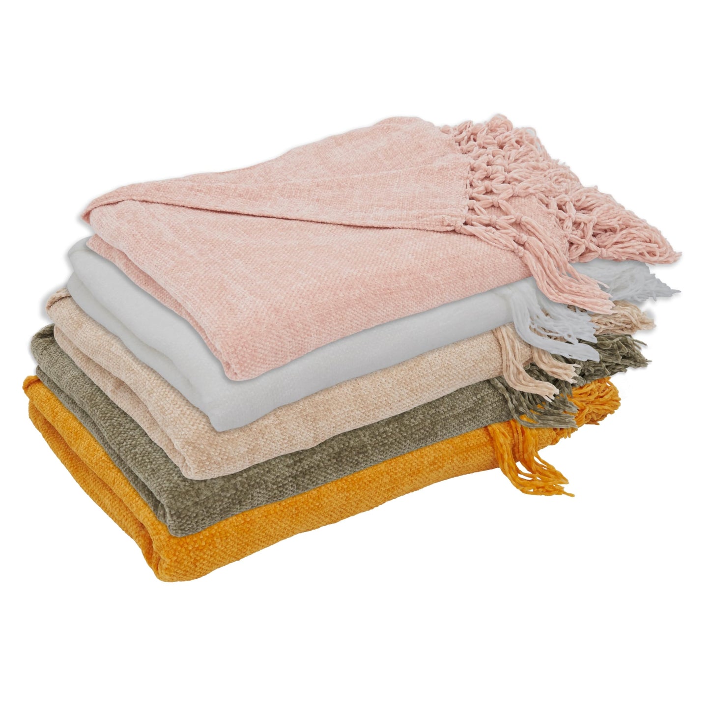 SARO LIFESTYLE Sevan Collection Knotted Chenille Throw Blanket, 50" x 60", Blush