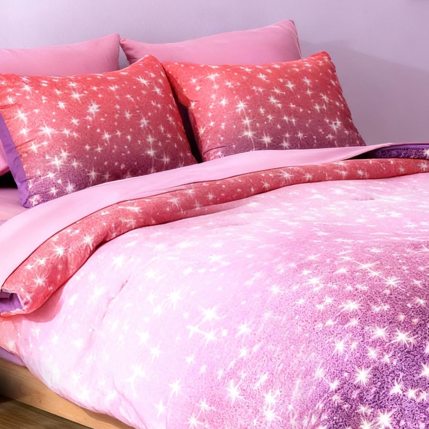 Kaleido Space Twin Comforter Set for Girls, Kids - 5 Pieces Purple Galaxy Patterns Twin Bedding Sets for Girls Boys Teen, Soft Cozy Bed in A Bag with Sheets