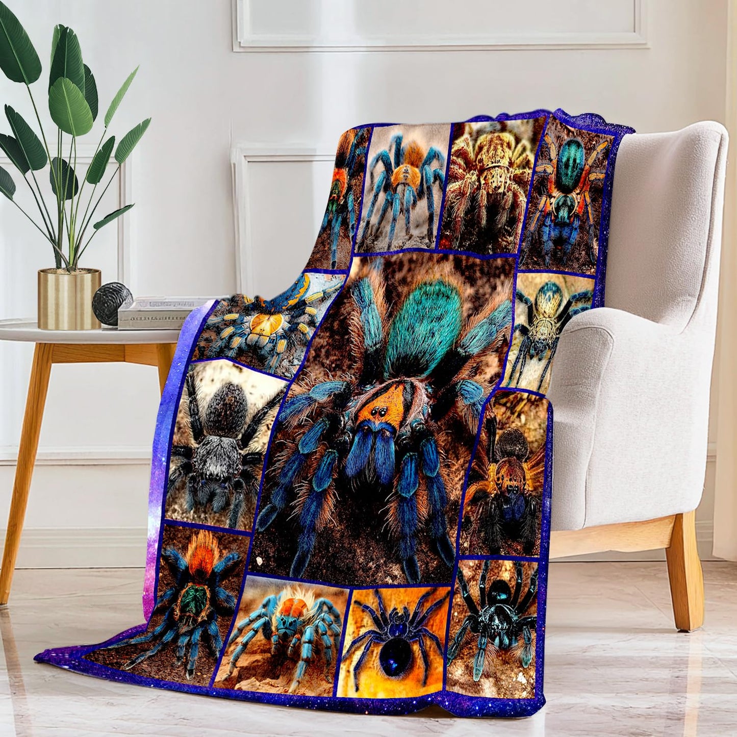 Spider Blanket Spider Decor Cozy Animal Throw Super Soft Plush Flannel Fleece Blanket Gift for Kids Adults Men Women Ultra Warm & Lightweight Flannel, 50"X40"