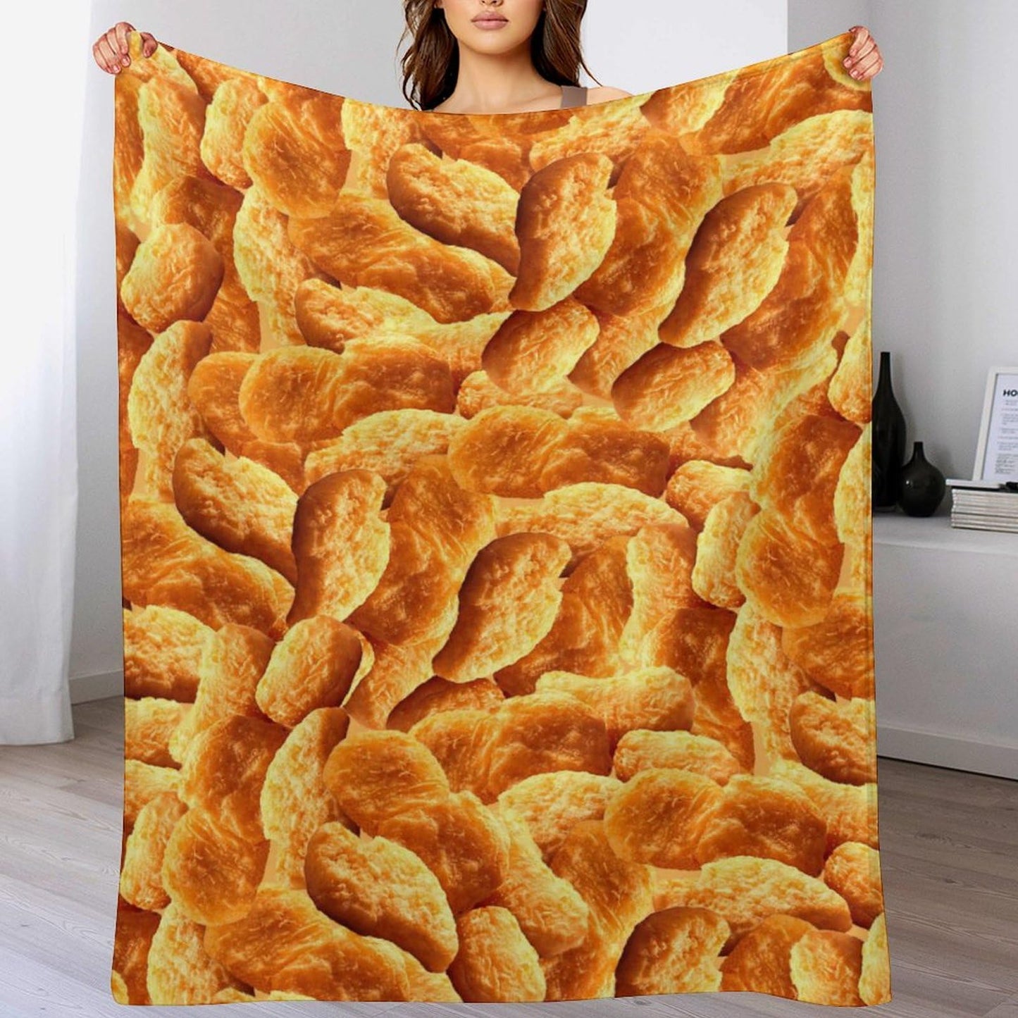 Chicken Nuggets Throw Blanket for Teens Boys Girls and Adults Soft Warm Cozy Funny Midweight Food Flannel Blankets for Couch Sofa Bed Camping Travel Home Decor 40" X 50"
