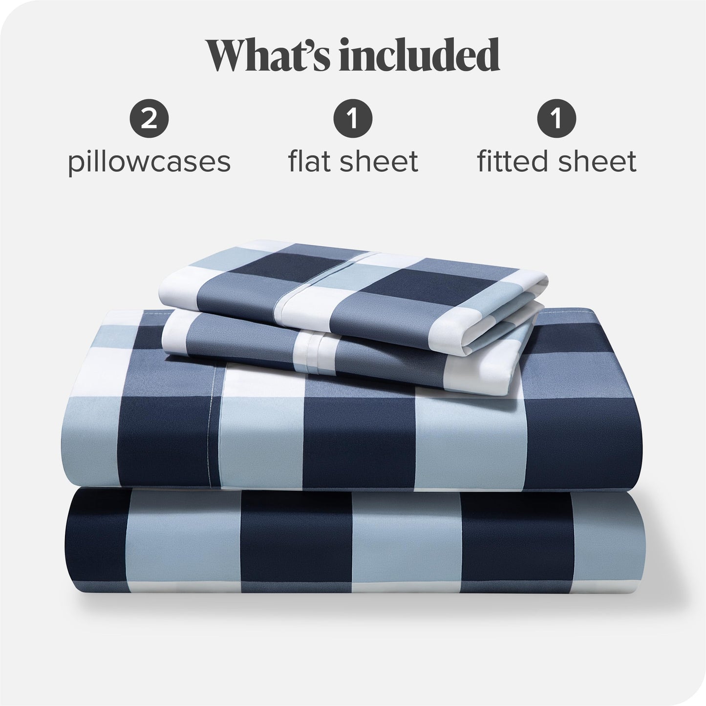 Bare Home Queen Sheet Set - Luxury 1800 Ultra-Soft Microfiber Double Brushed - Deep Pockets - Easy Fit - 4 Piece Set - Bedding Sheets & Pillowcases (Queen, Gingham Blue)