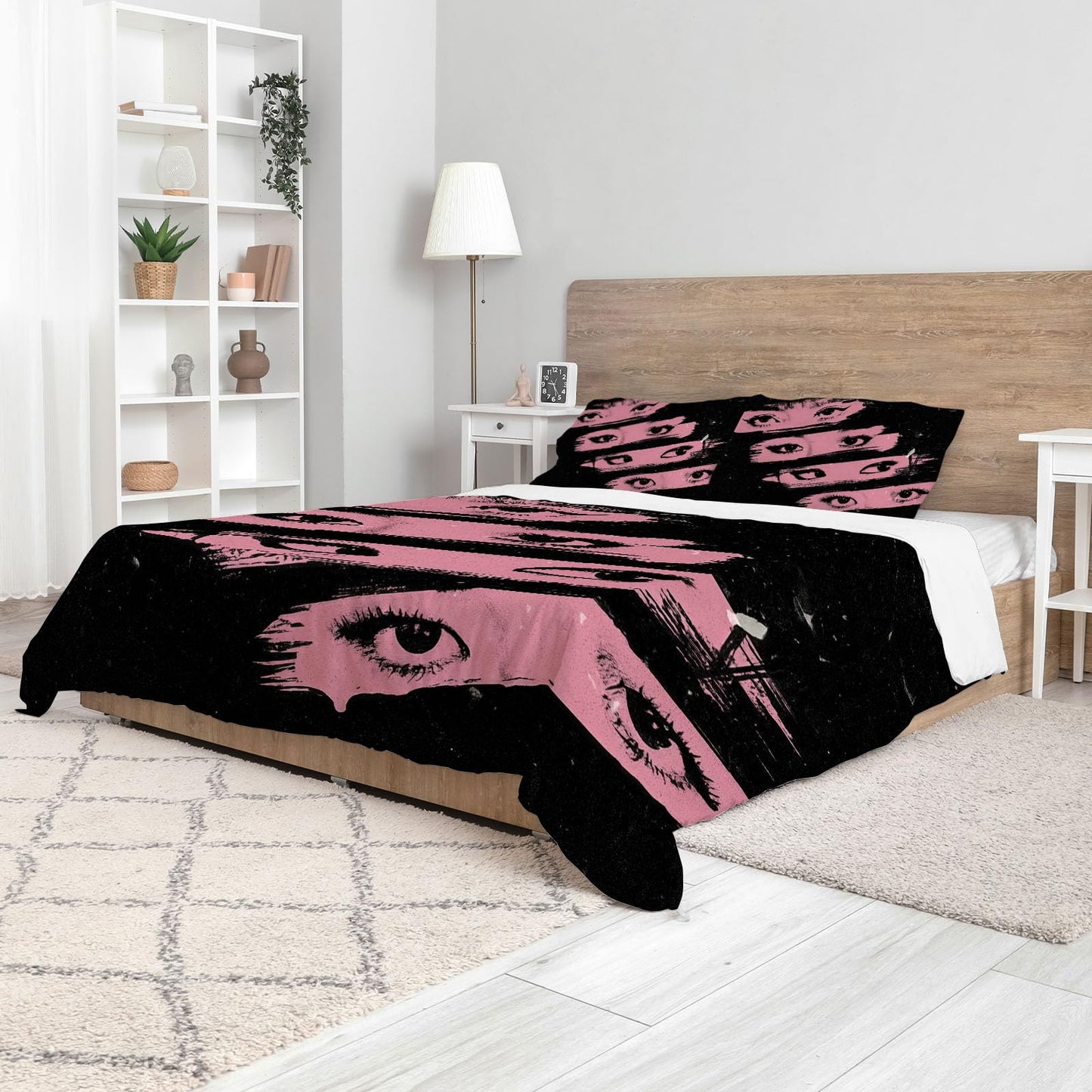 Allenjoy Korean Music Pink Girl Comforter Set with 2 Pillowcases for Girls Teens Women Fans Daughter Bedroom Nursery Bedding Room Decor, Machine Washable, Queen Size