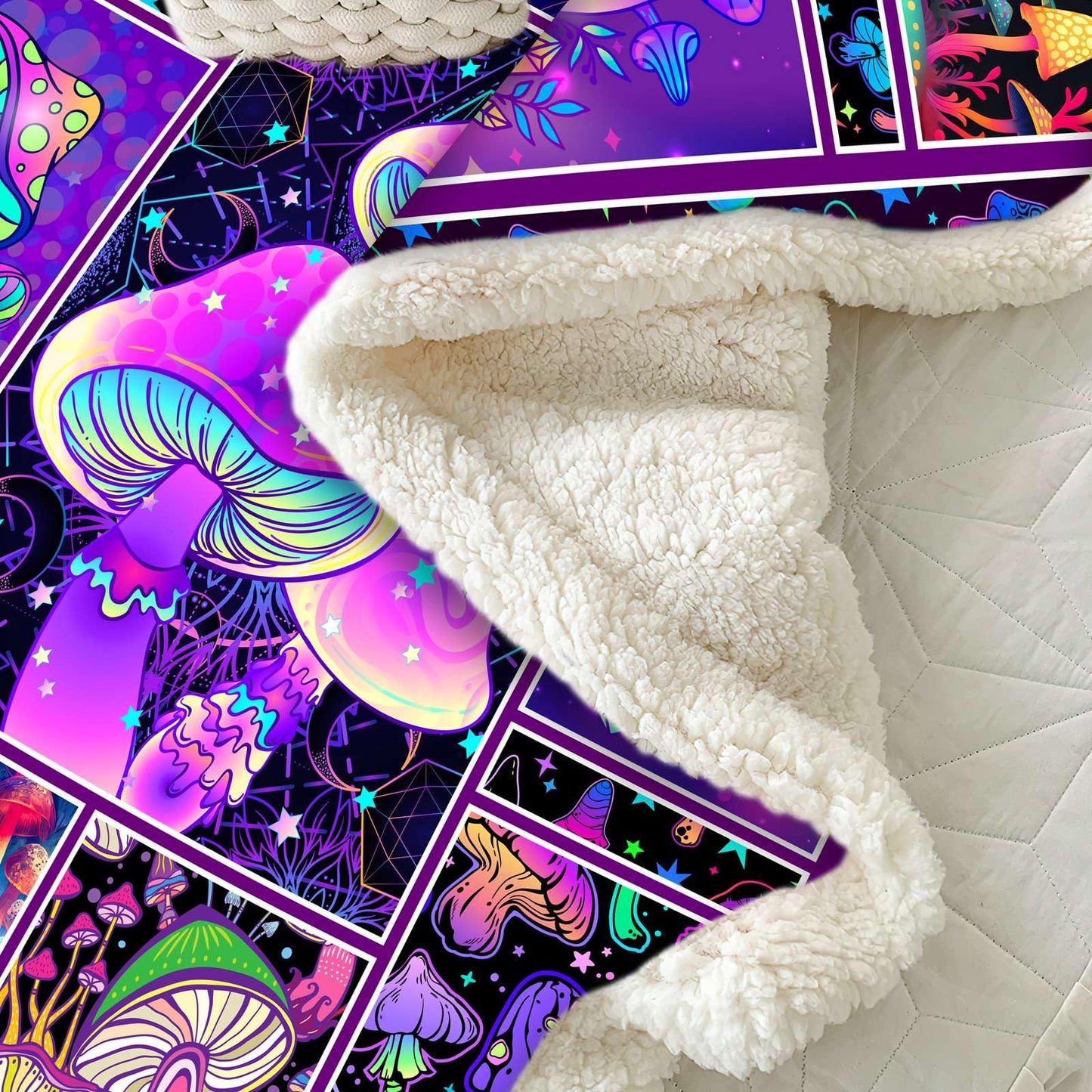 Mushroom Blanket Gifts for Women Fleece Sherpa Throw Blanket Decor 50"x60"