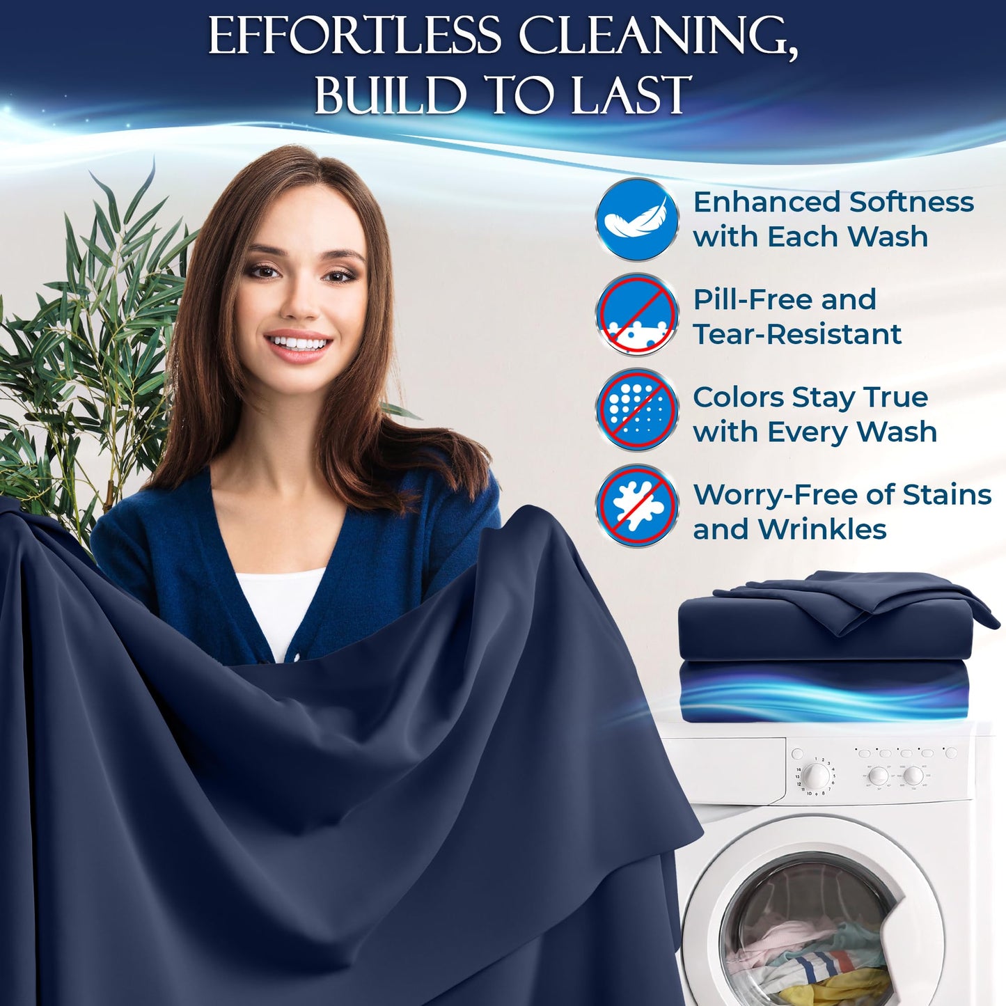 DECOLURE Cooling Sheets Full Set 4pcs - Luxurious & Ultra-Soft Full Size Cooling Sheets for Hot Sleepers - Comfortable Bamboo Viscose Microfiber Full Cooling Bed Sheets w/Deep Pockets (Navy)