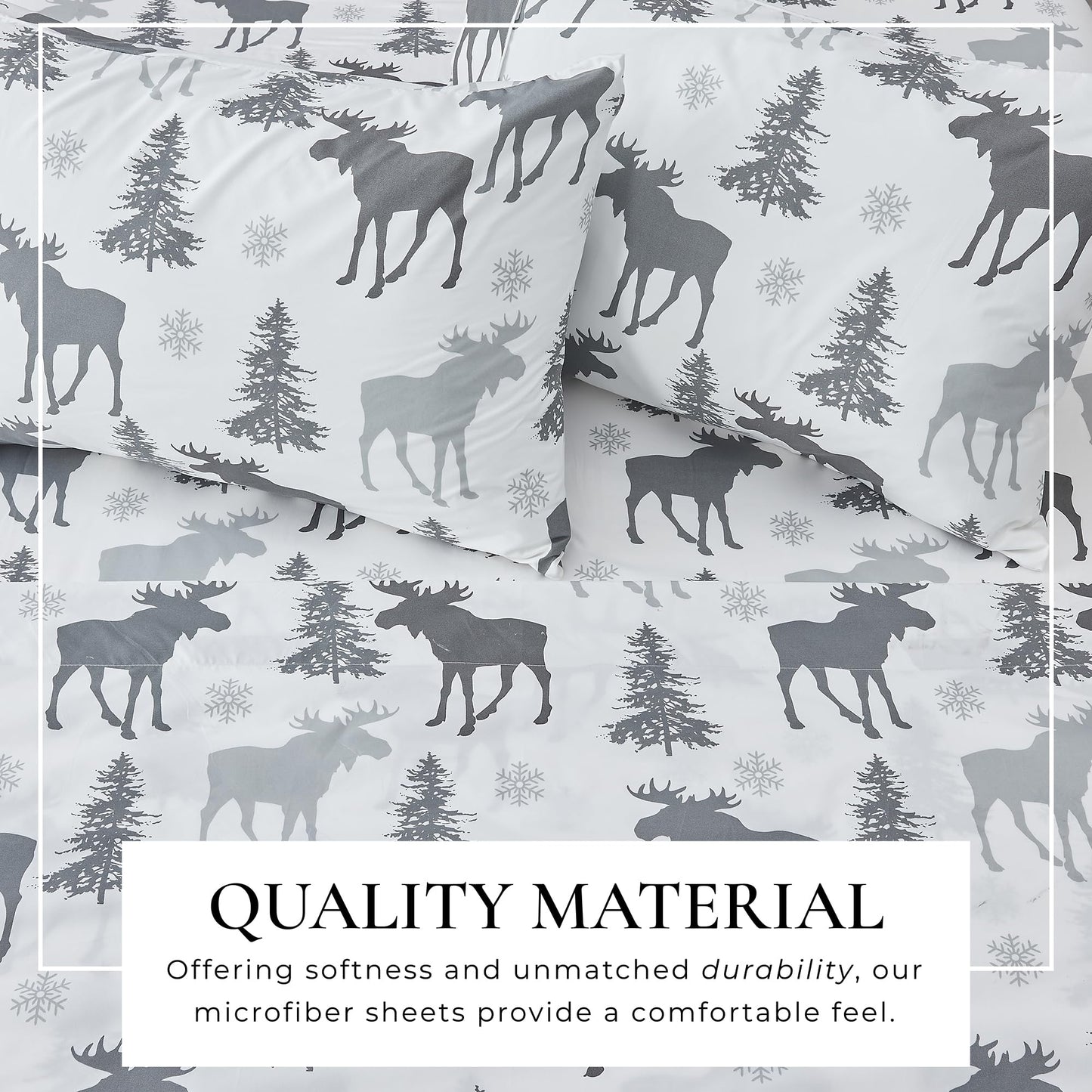 Great Bay Home Twin Size Microfiber Sheet Set - 3-Piece Lodge Bed Sheets - Ultra-Soft and Smooth Brushed Microfiber Woodland Decor Bedding (Moose)