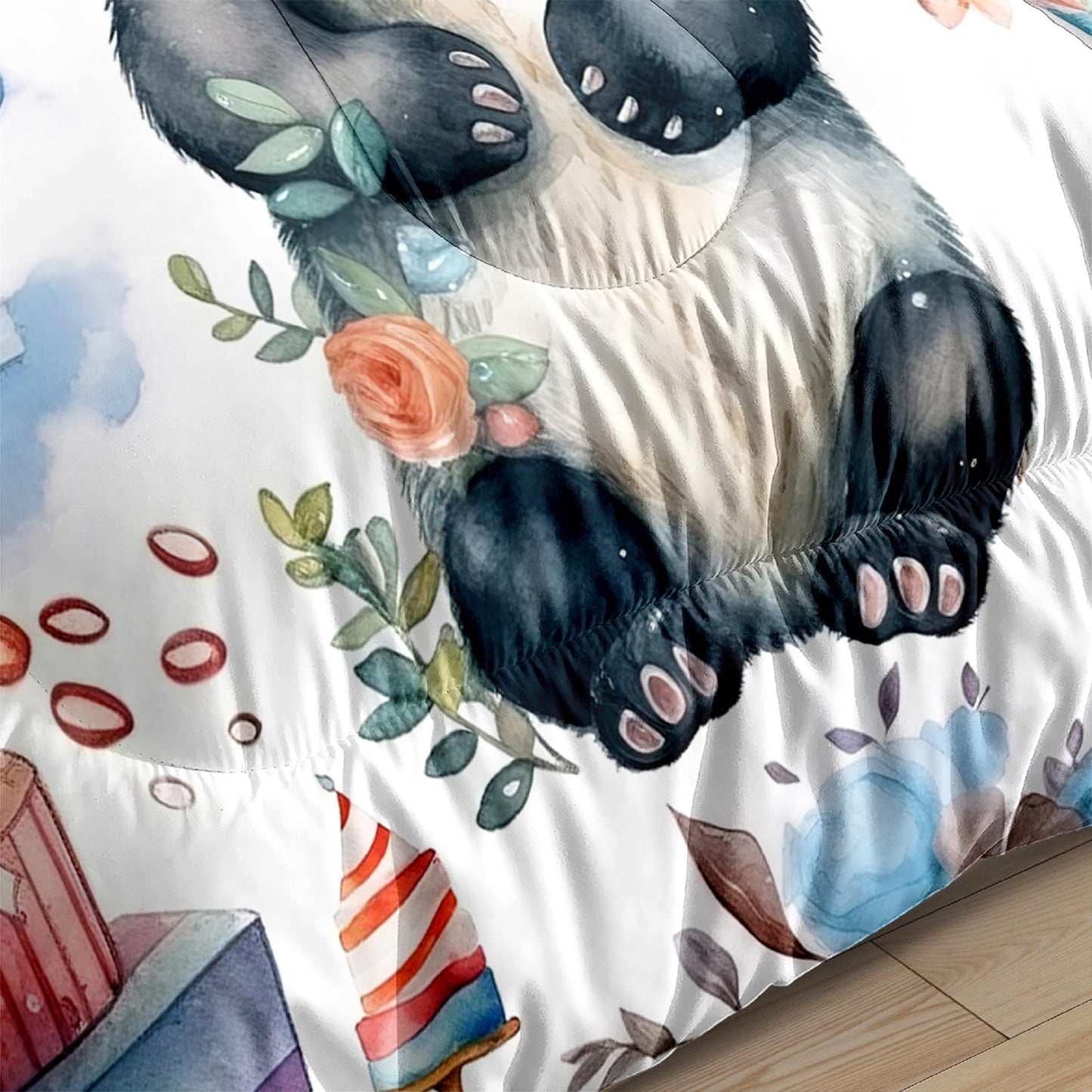 Panda Comforter Set Twin Size - Bedding for Boys Girls, Cute Cartoon Print Comfort Set for Kids Teens, 1 Comforter + 1 Pillowcase