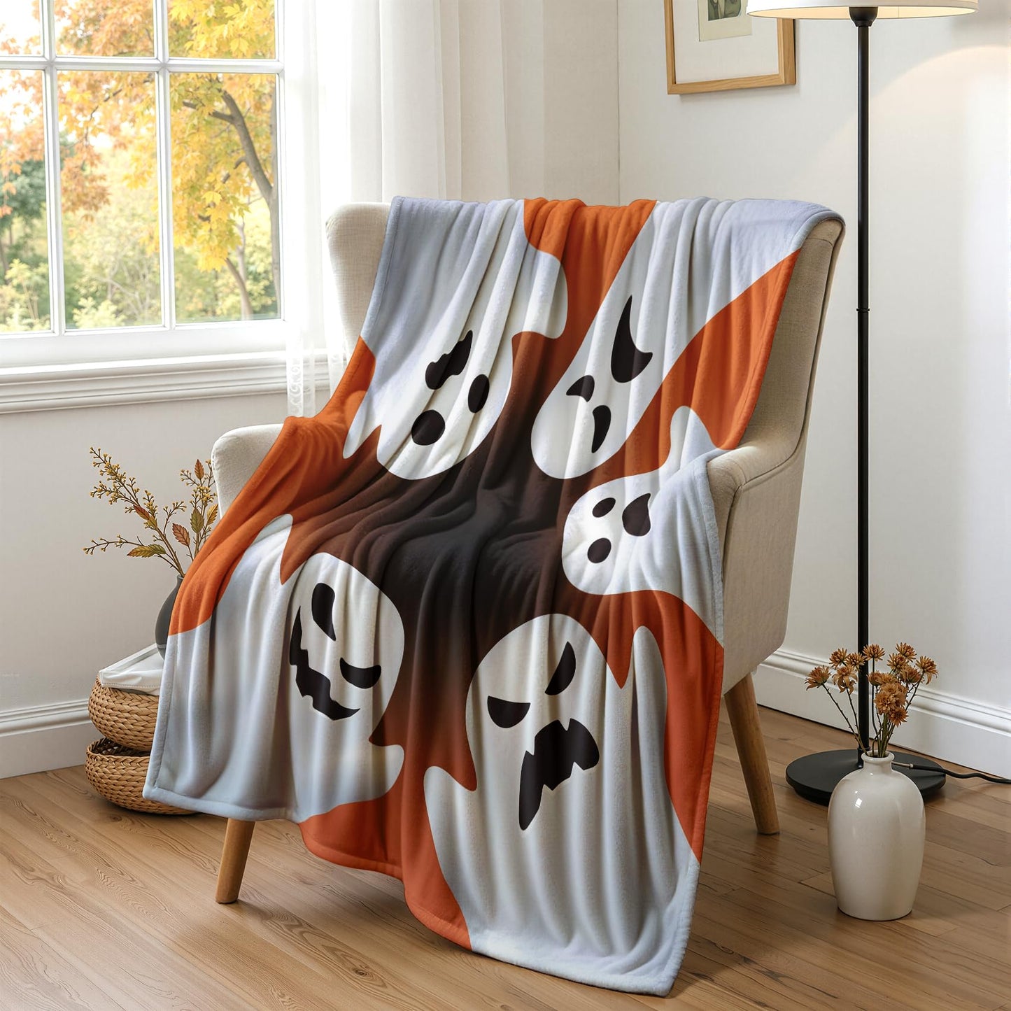 GEDAEUBA Ghost Blanket Throw - Halloween Spooky Fleece Blanket Throw, Soft Cozy Blankets & Throws for Couch, Bed, and Sofa, 50x60 inches