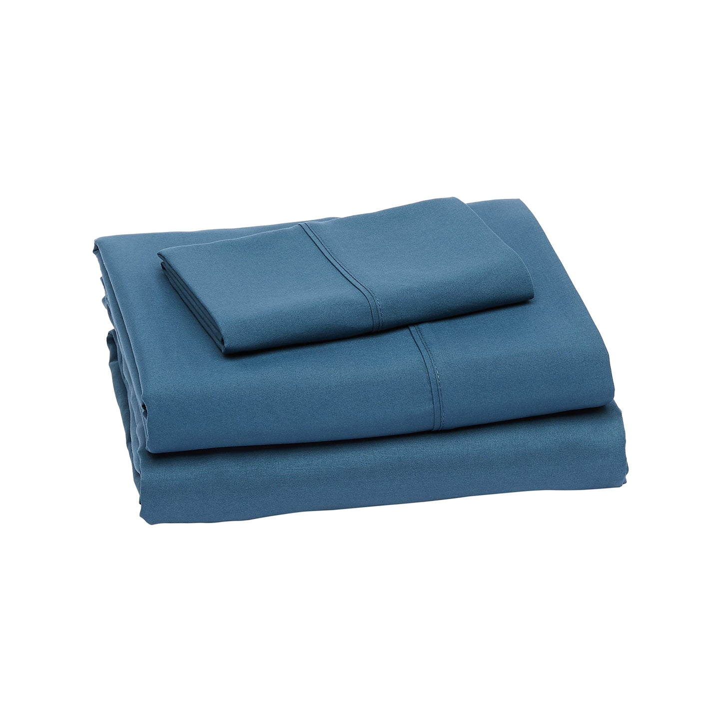 Amazon Basics Lightweight Breathable Brushed Microfiber 3-Piece Bed Sheet Set with 14-Inch Deep Pockets, Wrinkle Resistant, Twin, Dark Teal, Solid