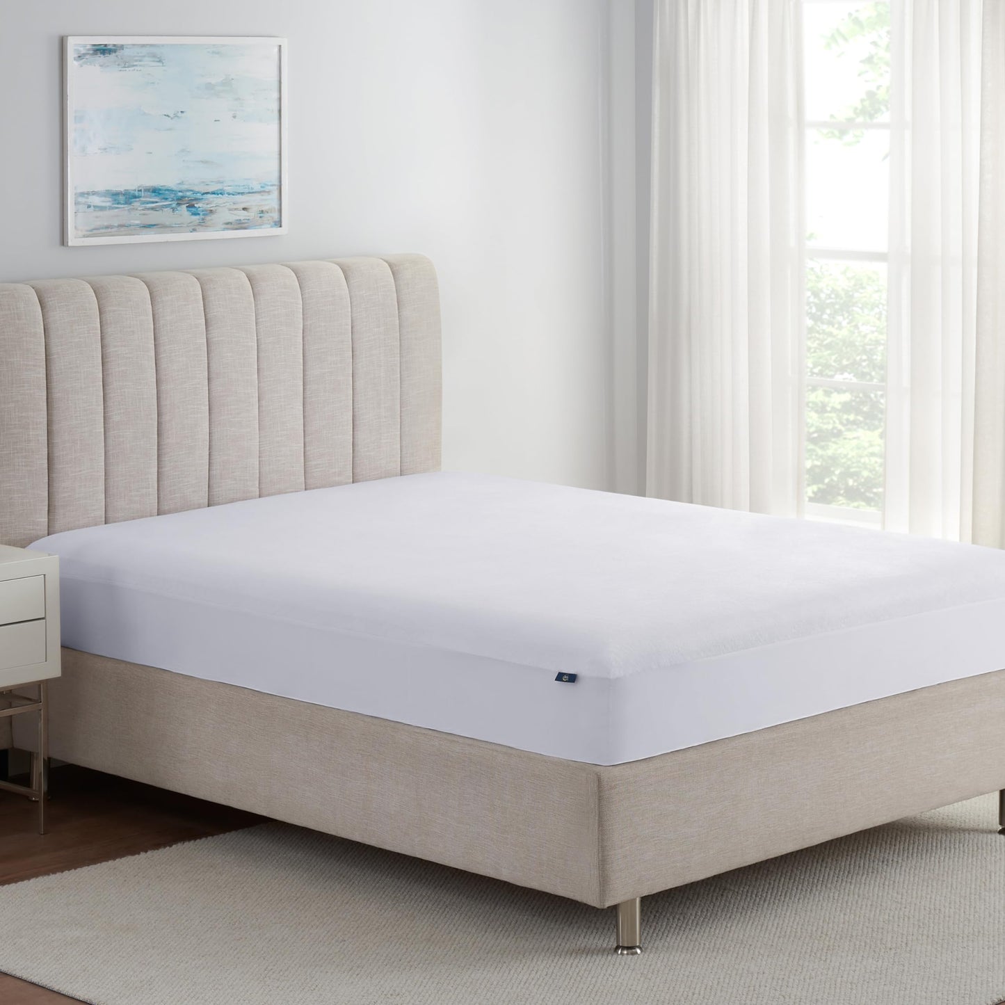 Serta Soft Top Mattress Cover, Odor-Preventing and Stain-Resistant Waterproof Mattress Protector, 18" Elastic Deep Pocket for Secure Fit, Twin Mattress Pad, White