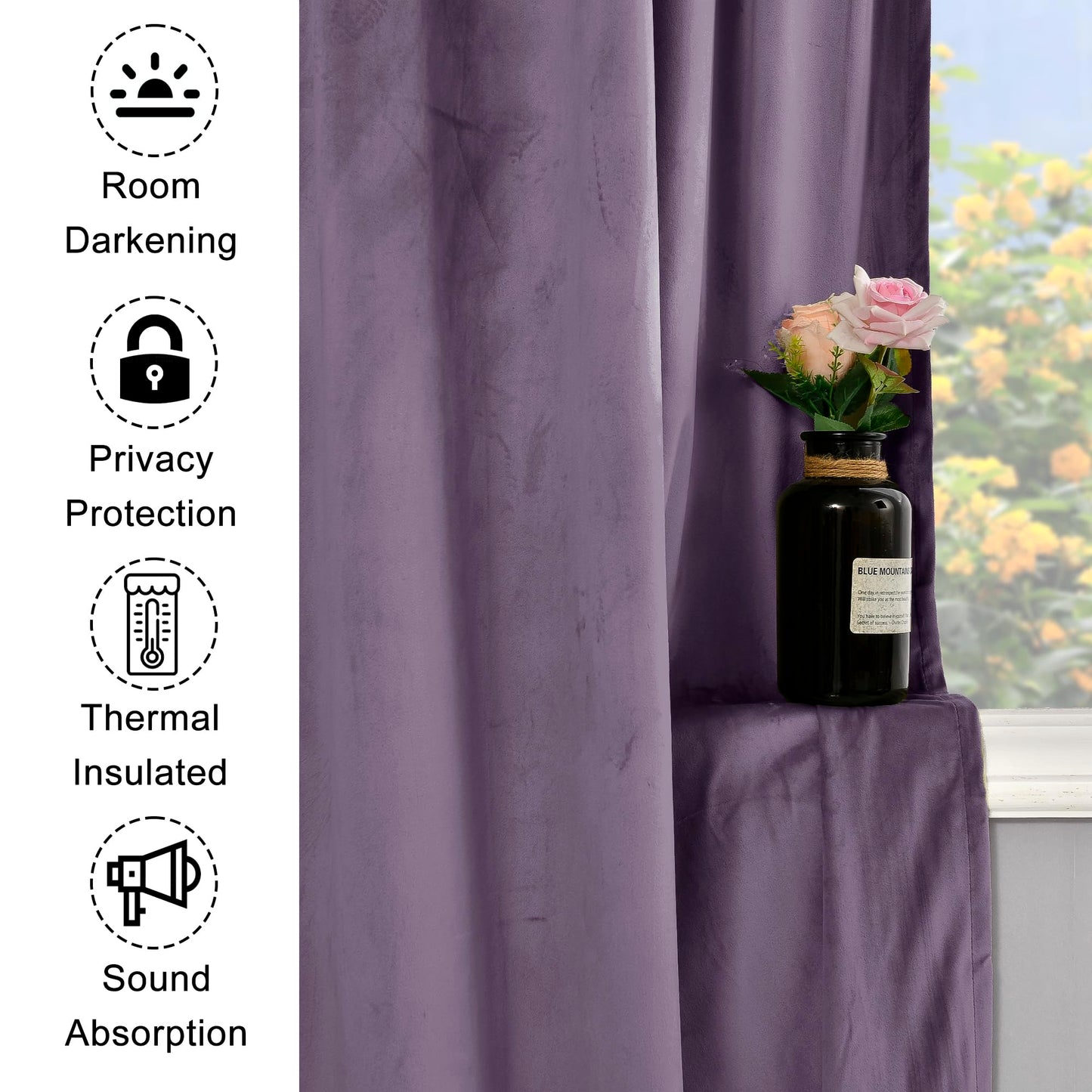 XWZO Purple Velvet Curtains 84 Inches Long, Elegent Soft Luxury Curtains for Living Room, Thermal Insulated Room Darkening Purple Curtain for Bedroom Decor, Velvet Drapes Set 2 Panels