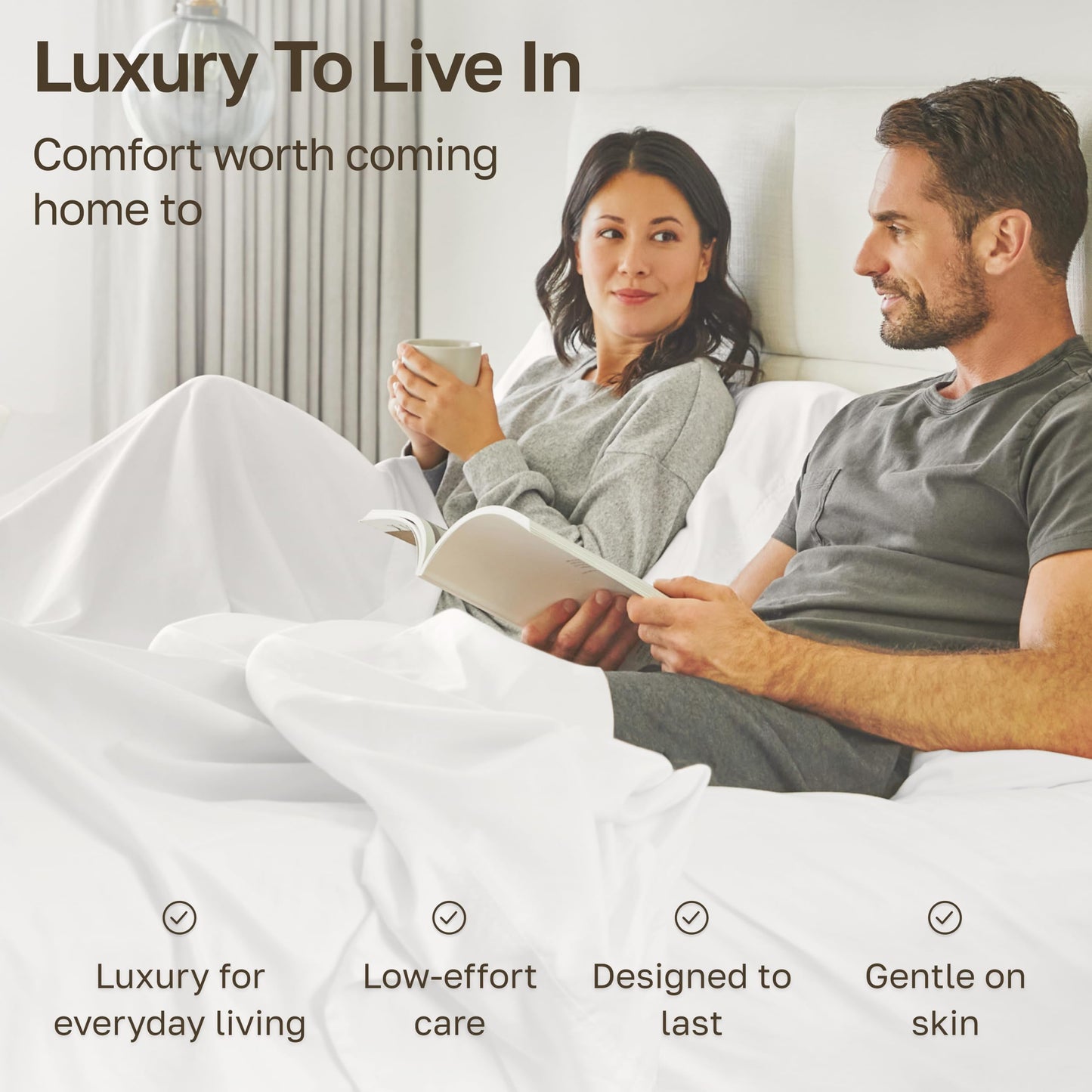 California Design Den 100% Egyptian Cotton Sheets Queen Size Set - Certified Authentic, Soft Sateen, Deep Pocket Sheets with Gripper Elastic, Breathable and Durable Luxury Bedding - Dusty Rose