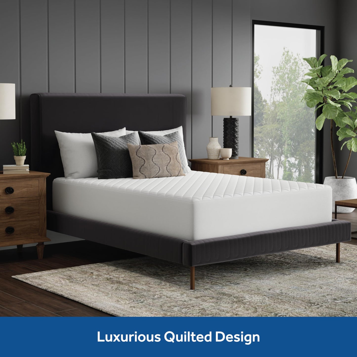 Sealy Luxury 100% Cotton Soft Top Layer, High Loft Comfort EternaLoft Fiberfill, Durable Stretch Corners Mattresses 18 Inches Deep Machine Washable Fitted Mattress Pad, Queen Size, White