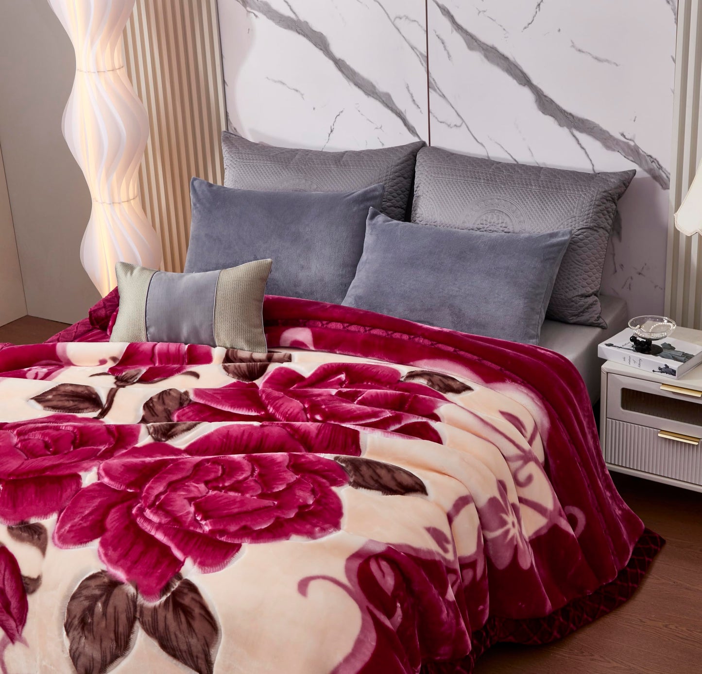 LGYKUMEG Korean Mink Blanket 59"×79" Silky Soft and Warm - 2 Ply Reversible Raschel Bed Blanket for Single Bed（150x200cm2kg）