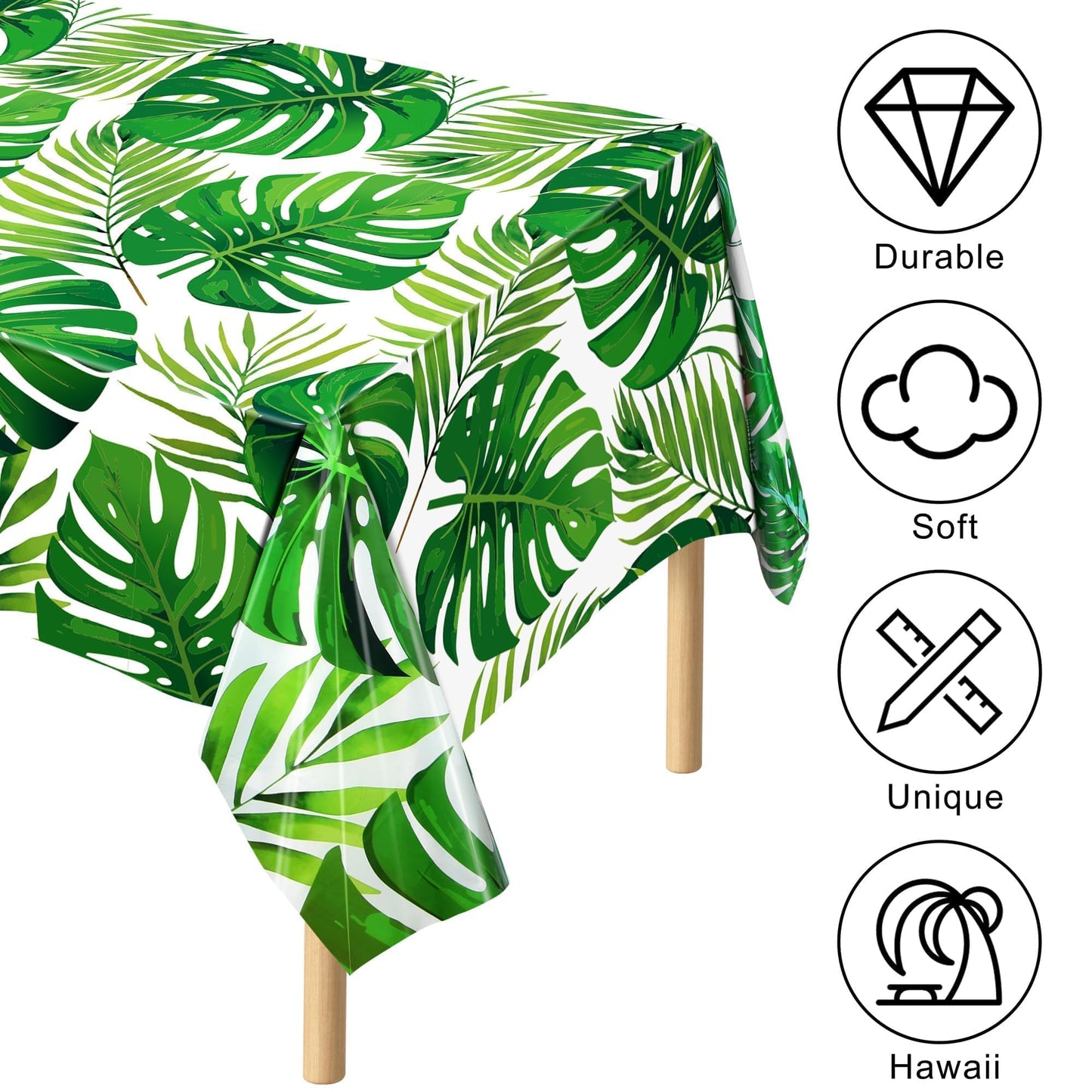 Kochorie 100 Ft x 54 Inch Palm Leaves Tablecloth Roll with Cutting Box Hawaiian Luau Tablecloths Disposable Aloha Tropical Table Cover Backdrop for Hawaii Birthday Summer Beach Tropical Party Supplies