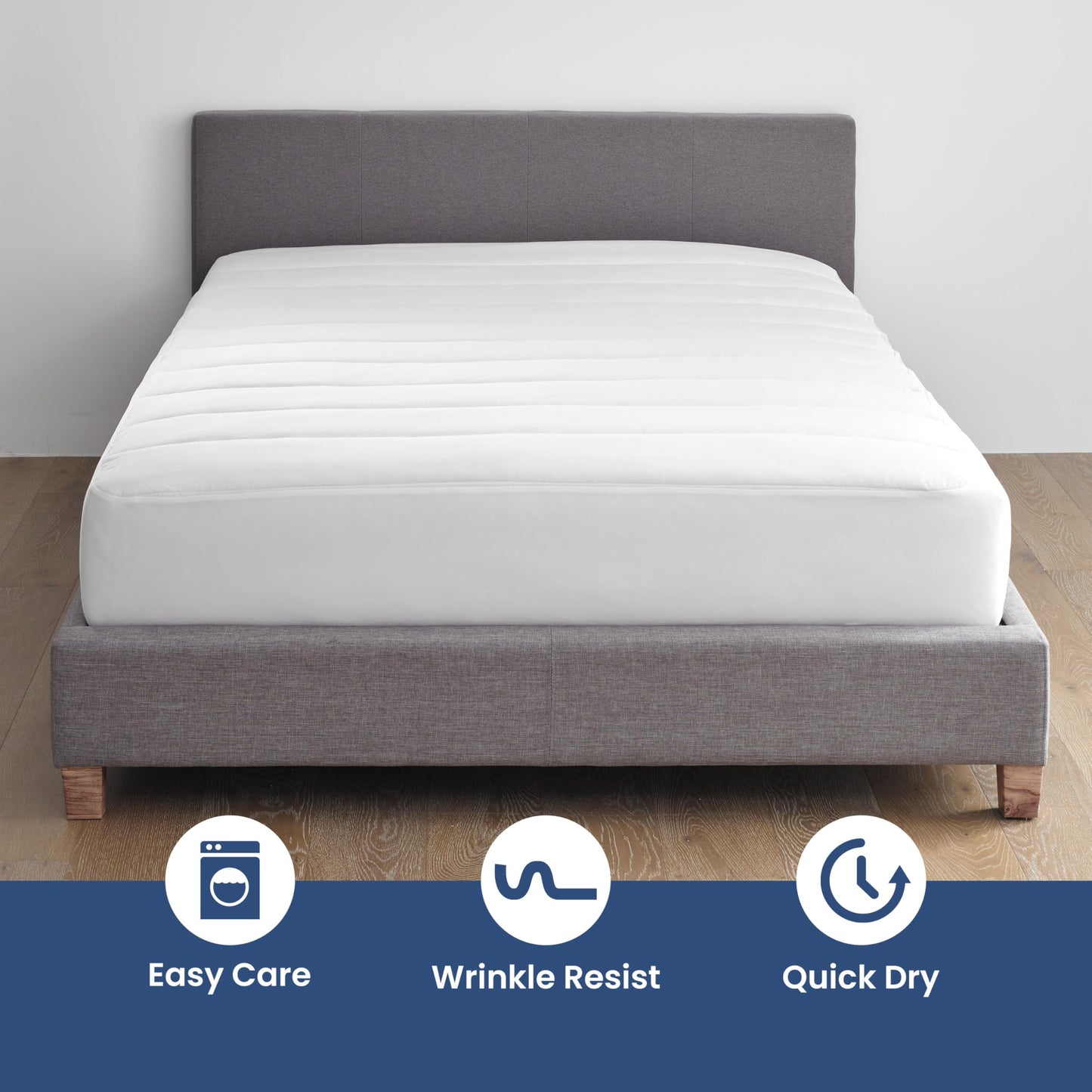 Martex Quilted Mattress Pad, Soft Breathable Polyester-Cotton Blend Fabric, Premium Polyester Fill Mattress Topper Pad, Deep Pocket Elastic Fit up to 18”, All-Season Comfort, Machine Washable, Twin
