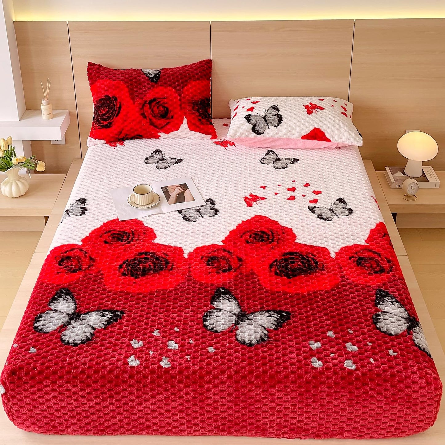 ZIQINPSQ Cozy Fleece Fitted Sheet Full Size - Ultra Soft & Anti-Static Winter Bed Sheet, Deep Pocket 15'' for Mattress, Plush Velvet Bottom Sheet Only, Warm Fuzzy Fleece Bedding