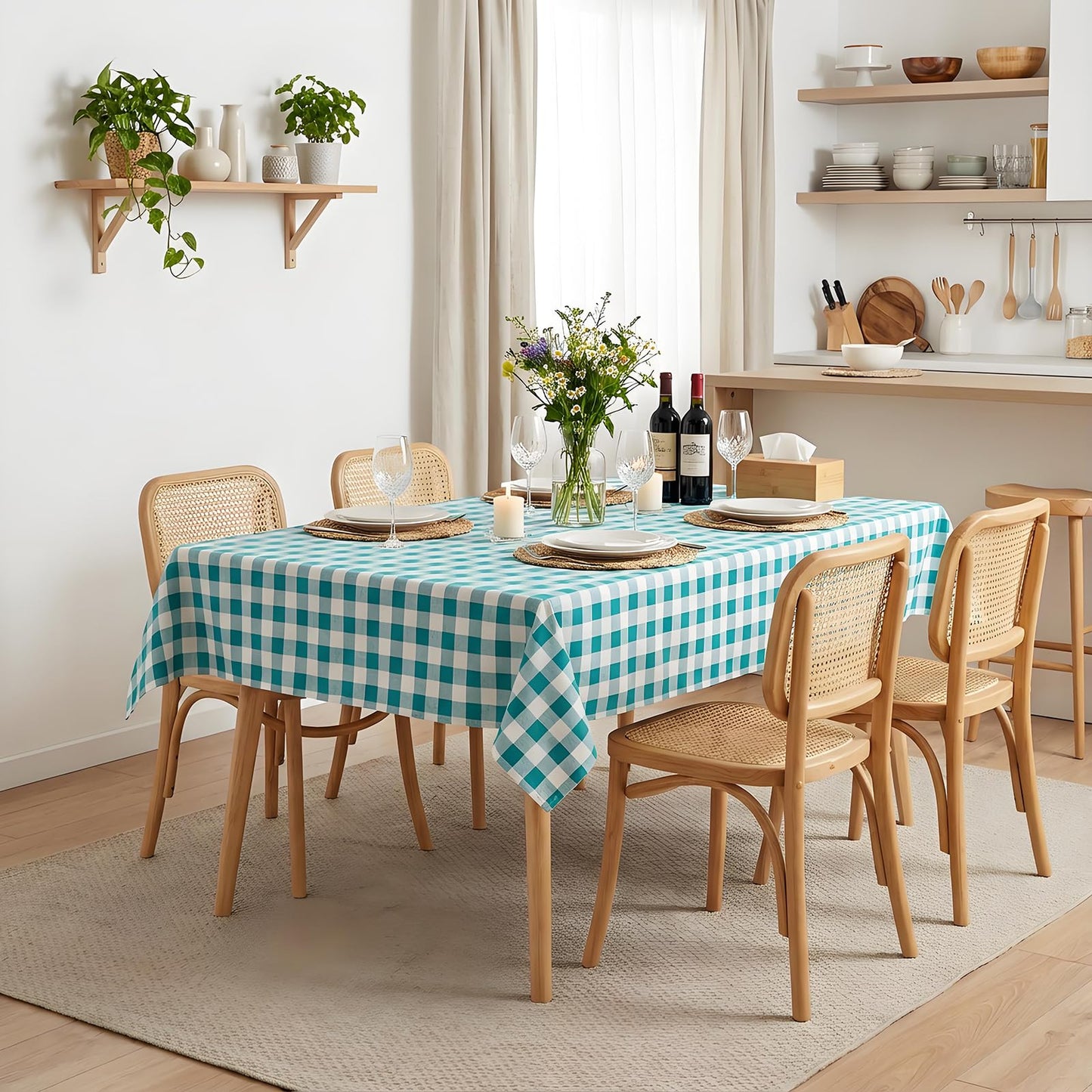 vortiara 52'' X 70'' Checkered Tablecloth Disposable Vinyl Tablecloths with Flannel Backing Wipeable Spillproof Plastic Table Cover PVC Waterproof Table Cloth for Indoor Outdoor