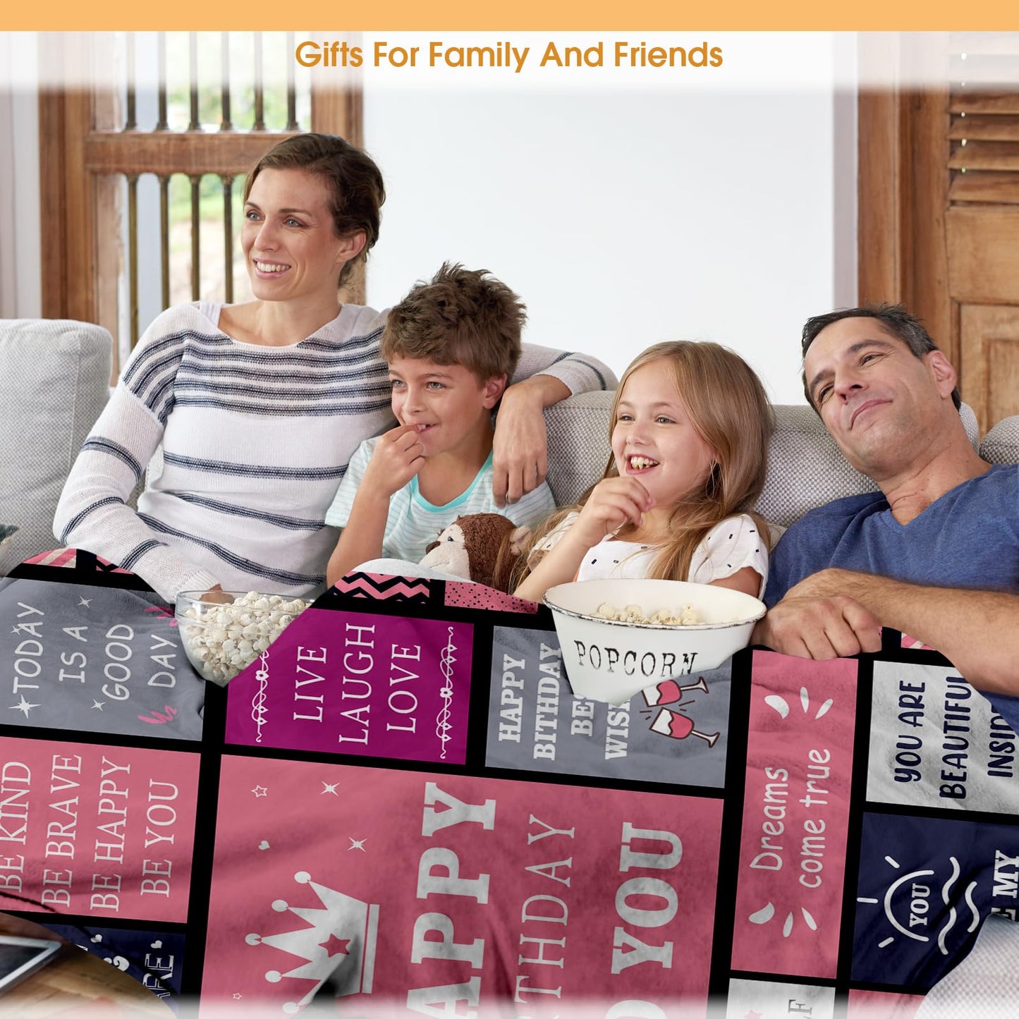 Hohoto Happy Birthday Blanket for Grils Women, Best Wishes Inspirational Birthdays Gifts for Mom Sister Bestie,Bday Present Decorations for Bed Sofa Couch 50"x60"