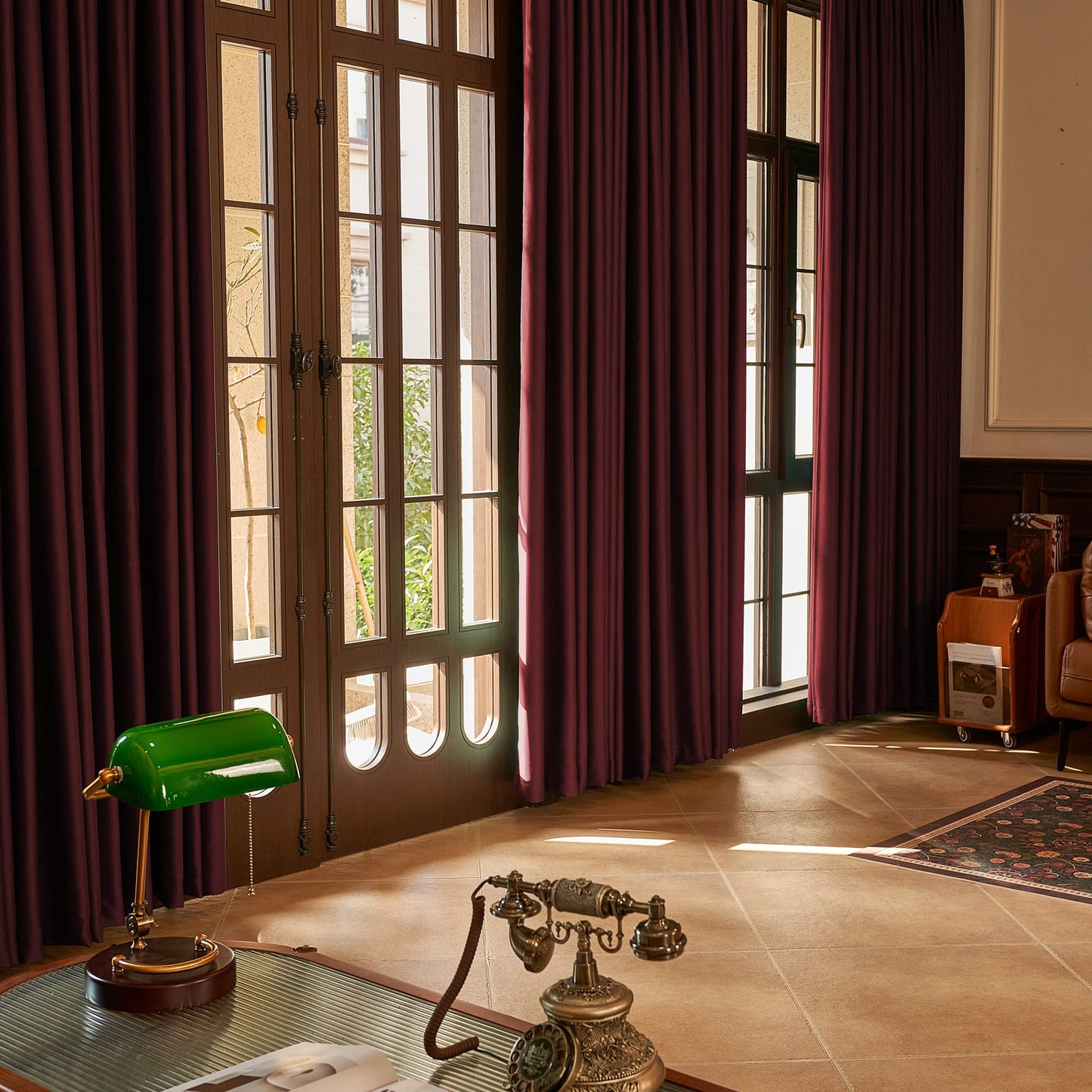HUTO Burgundy Pinch Pleated Blackout Curtains Thermal Insulated Room Darkening Window Treatment Panel for Living Room, Bedroom, Kitchen, Small Window, 52 by 63 Inches Long, 1 Panel