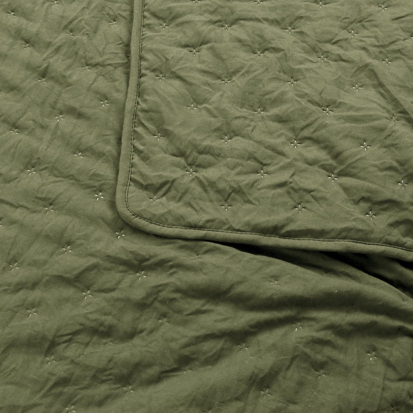 ROARINGWILD Olive Green Cloud Twin Size Quilt Bedding Sets with Pillow Sham, Farmhouse Lightweight Soft Bedspread Coverlet, All Season Rustic Country Thin Comforter, 2 Pieces, 68x90 inches