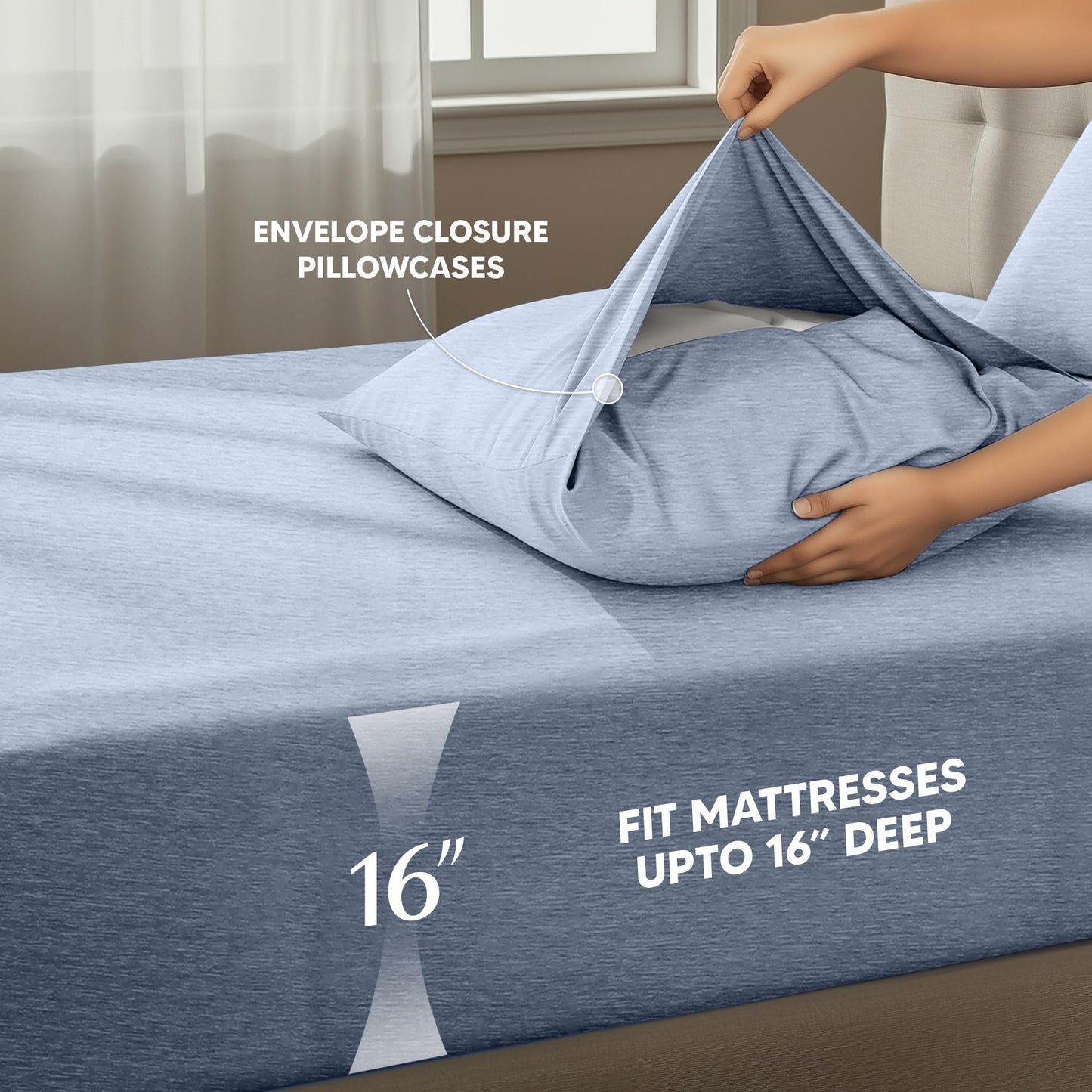 Utopia Bedding Queen Size Sheet Set – 4 Piece Bed Sheets, Soft and Breathable Microfiber, Includes 1 Fitted Sheet, 1 Flat Sheet and 2 Pillowcases – Oeko Tex (Heather Navy)