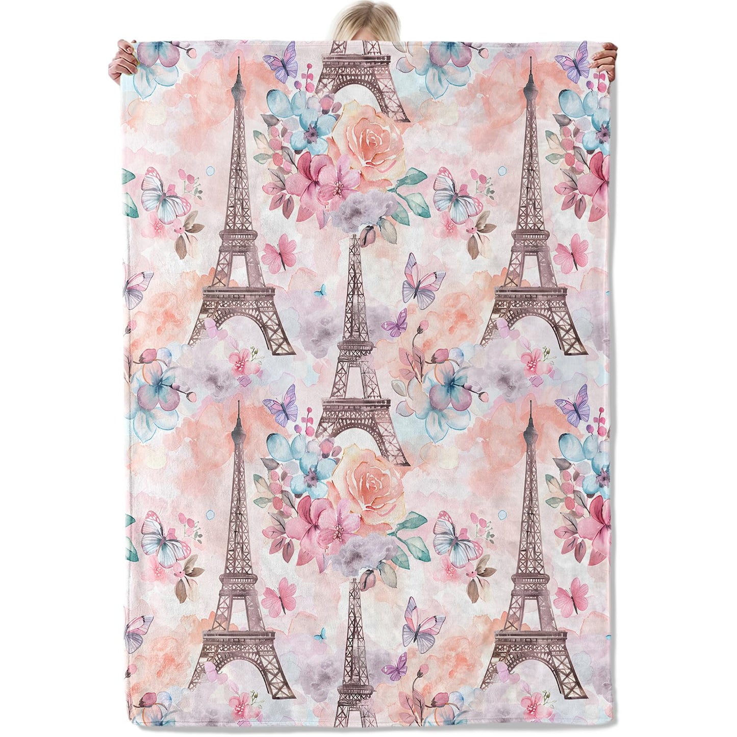 Aonimonis Eiffel Tower Paris Throw Blanket Gifts for Women, Soft Fuzzy Warm Cozy Flannel Blankets for Bedroom, Travel, Couch, Home Decor 50x60 in