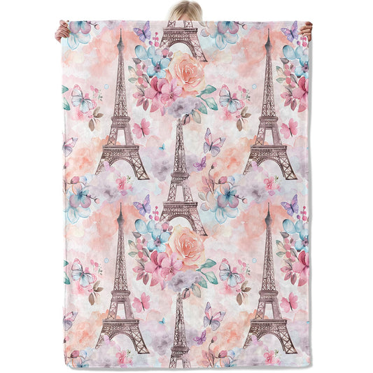 Aonimonis Eiffel Tower Paris Throw Blanket Gifts for Women, Soft Fuzzy Warm Cozy Flannel Blankets for Bedroom, Travel, Couch, Home Decor 50x60 in