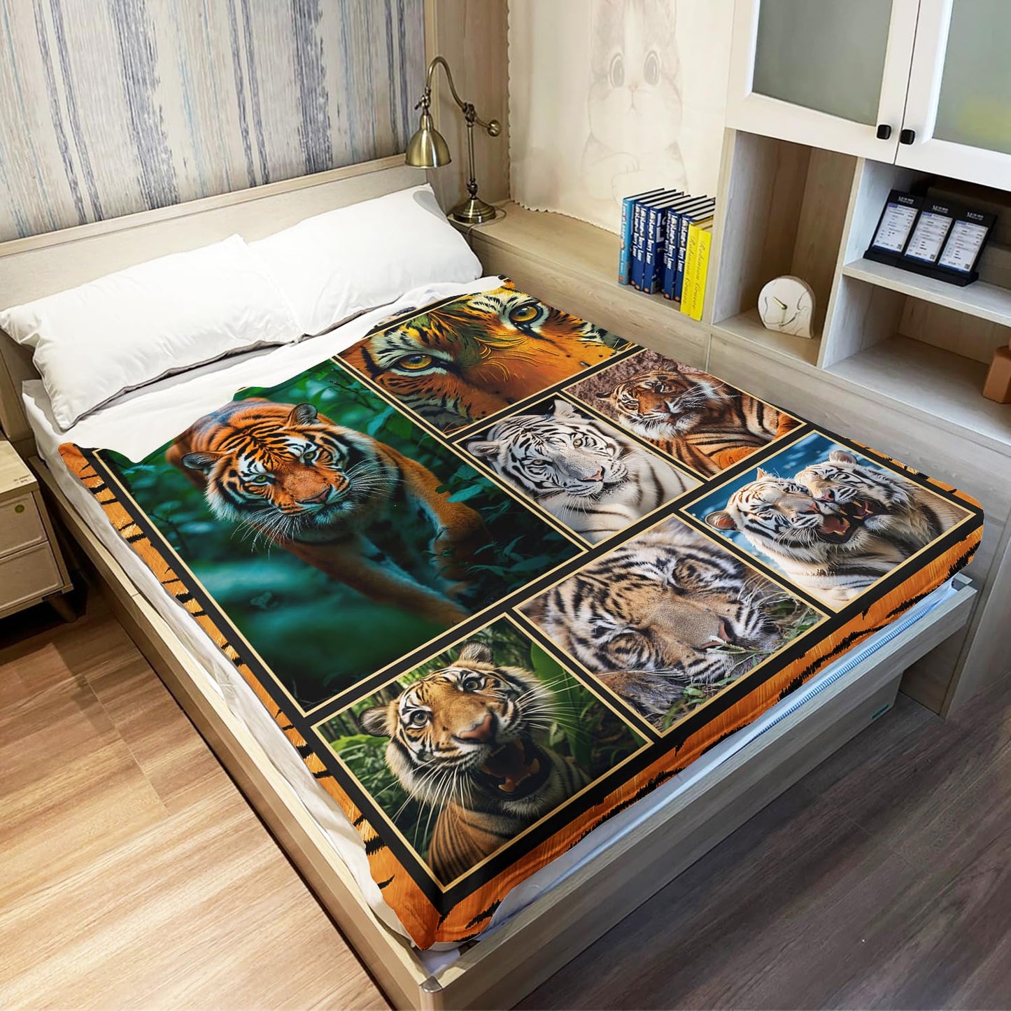 XSMEI Tiger Throw Blanket, Wild Animal Print Design, Soft Cozy Fleece Blanket for Couch Bed, 60 x 80 Inches