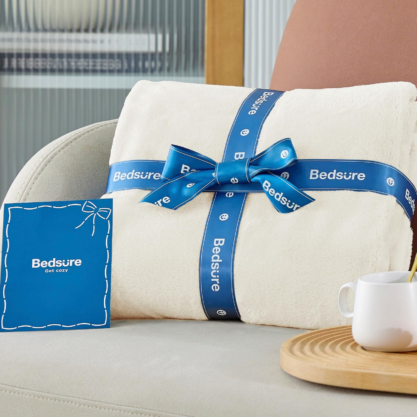 Bedsure GentleSoft Fleece Blankets Queen Size Cream - Mothers Birthday Gifts for Women Bed Blanket Soft Lightweight Plush Fuzzy Cozy Luxury Microfiber, 90x90 inches