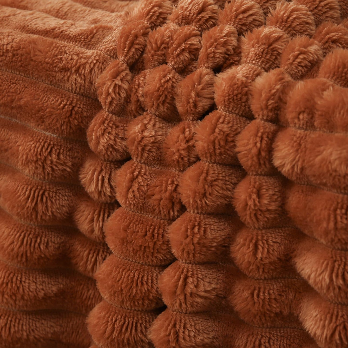 Linecooo Burnt Orange Fleece Throw Blanket 50”×60” for Couch Sofa Bed,Super Soft Cozy Plush Microfiber Flannel Blanket with Stripes Design Lightweight for Adults,Woman,Girls