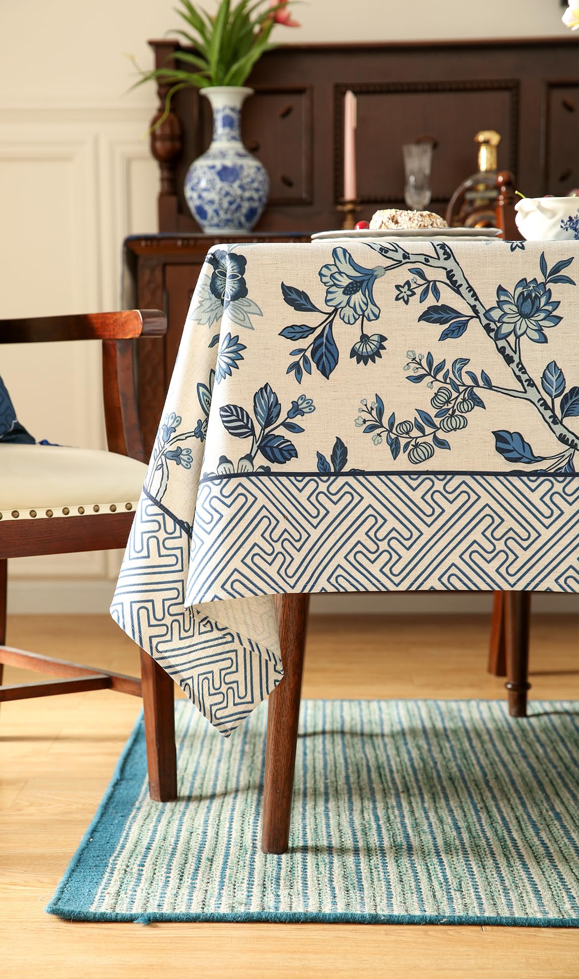 bilin gaier Designer Linen Tablecloth Rectangular,87"x55"-Suqing A