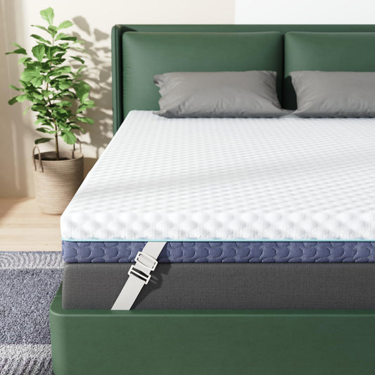 Releep 2 Inch Dorm Mattress Topper Twin Size, Memory Foam Mattress Topper for Back Pain Relief, Dorm Room Bed Topper with 2-Sided Breathable Cover, Ergonomic 5-Zone Design, Dorm Room Essentials