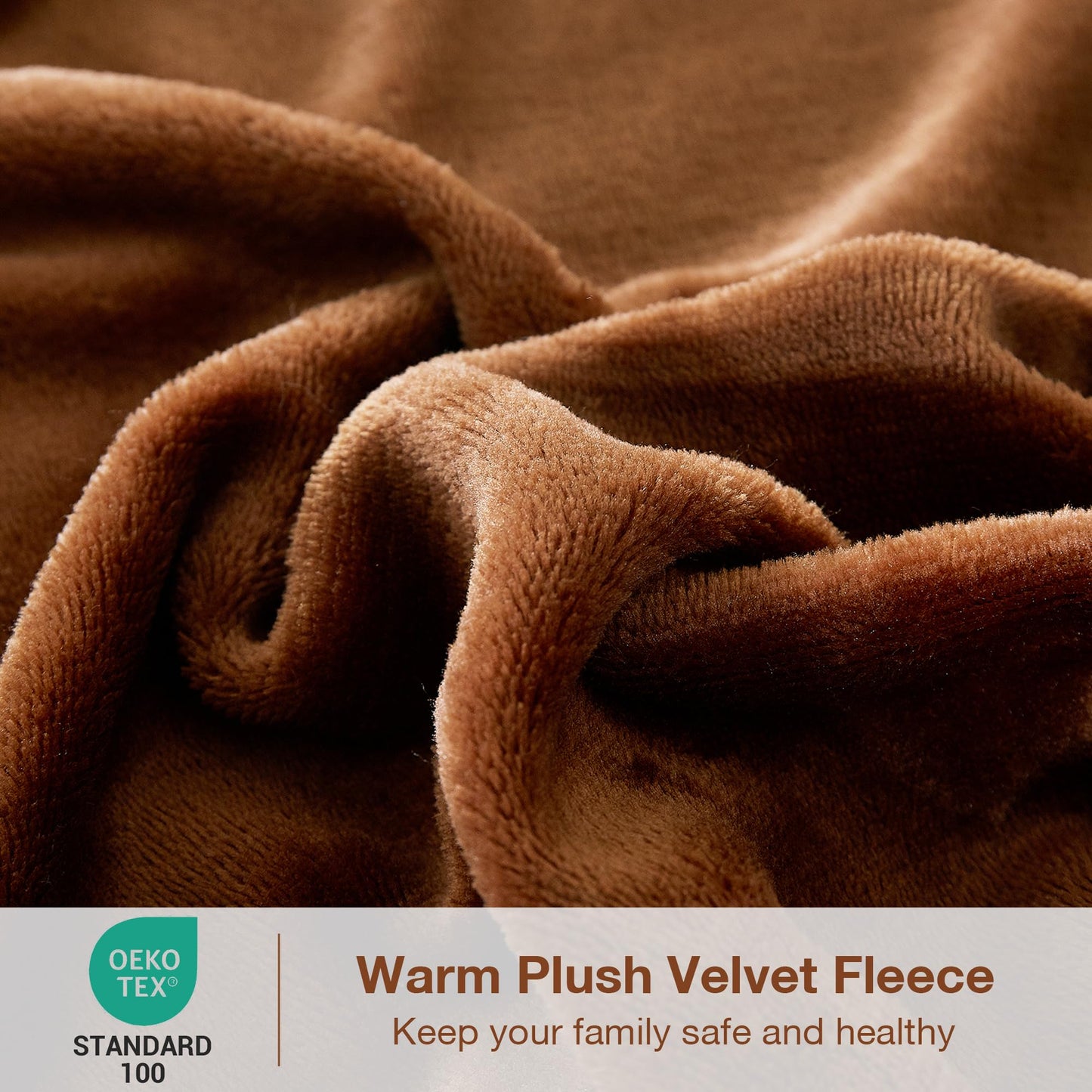 Viviland Full Plush Bed Sheets, Microfleece Fitted Sheets with 15" Deep Pocket, Flannel-Like Fuzzy Velour Velvet Winter Sheets & Pillowcase Set - Maillard Brown