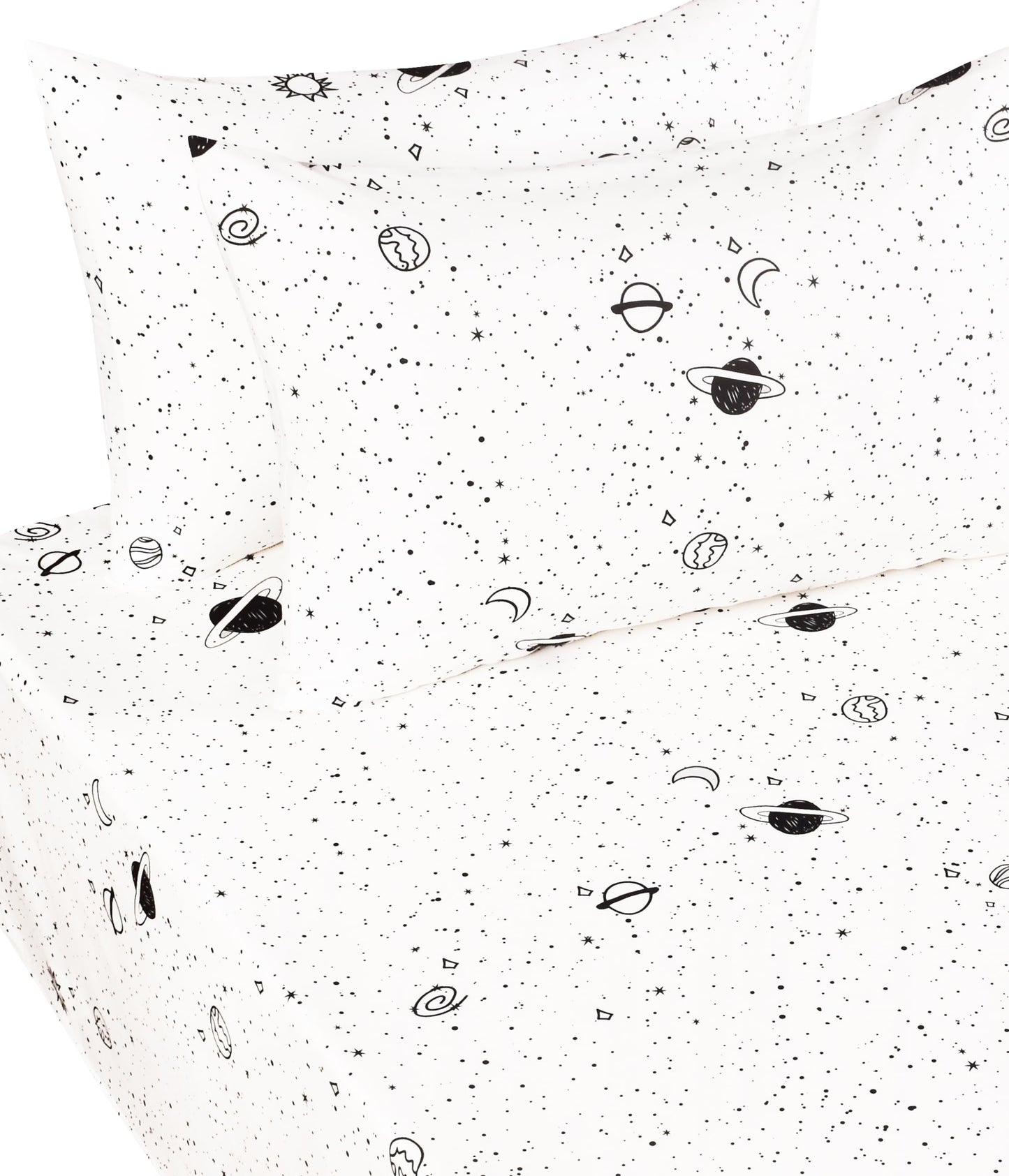 Scientific Sleep Starry Galaxy Solar System 100% Cotton 4 Pcs Full Bed Sheet Set Kids Toddler Teen, Flat Sheet & Fitted Sheet & Pillowcase Boys Girls Bedding Set (Galaxy, Full)