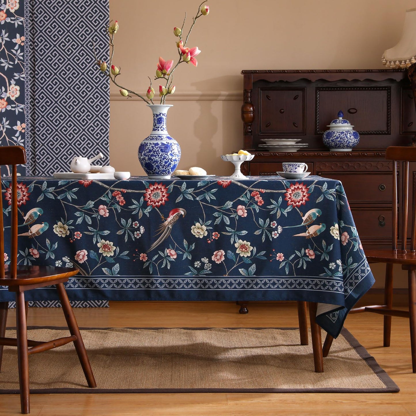 patdrea Elegant Vintage Linen Tablecloth,Rectangular,102"x63"-Lanruoting
