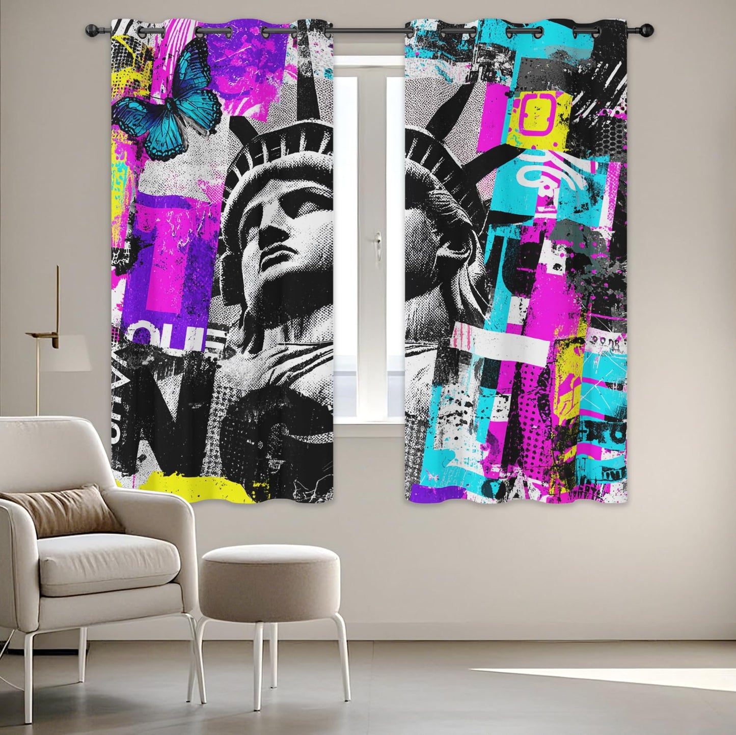Graffiti Blackout Curtains for Bedroom Living Room Abstract Street