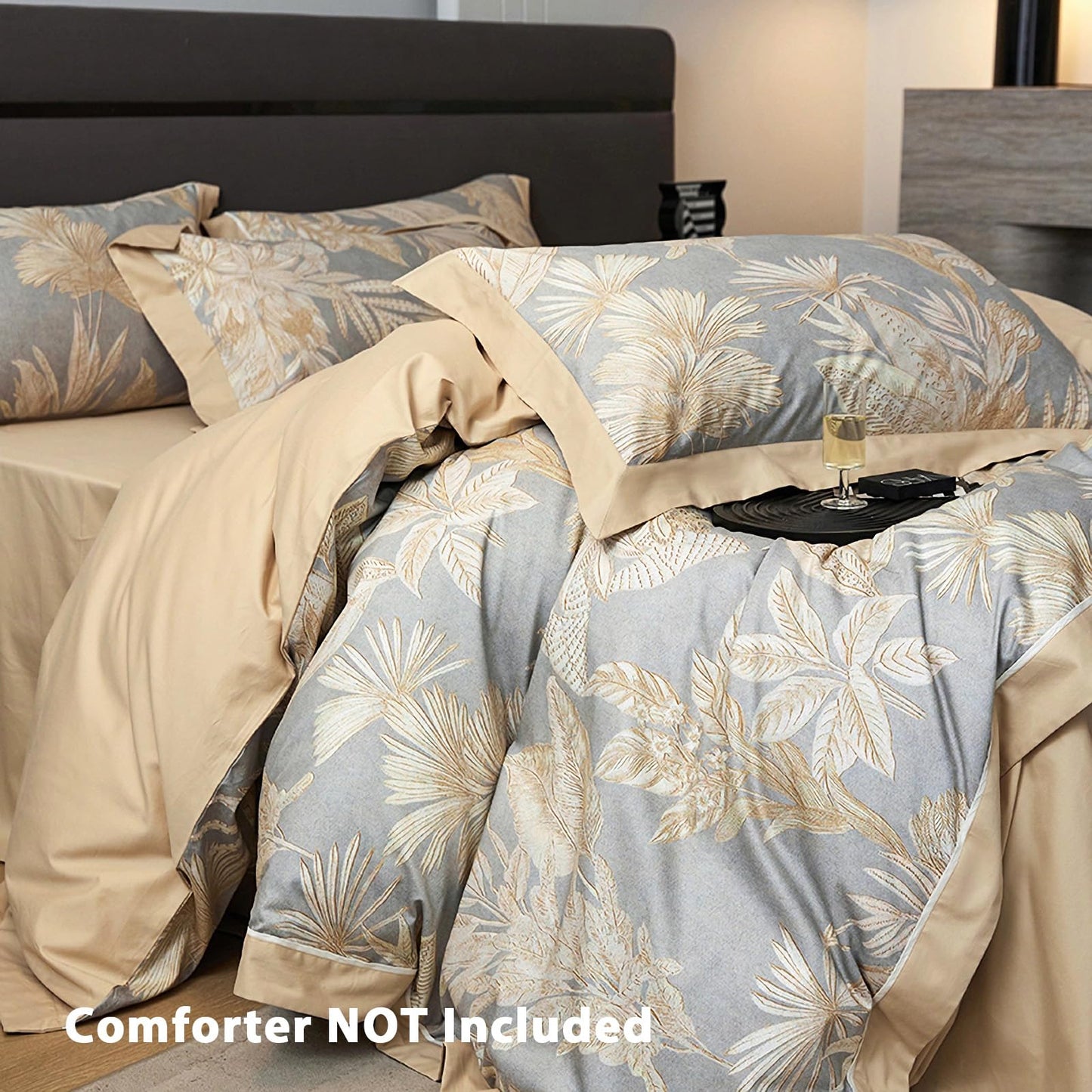 TodaFre 100% Cotton Duvet Cover King Size Set, Luxury Reversible Botanical Floral Patterned, Soft Breathable & Skin-Friendly Bedding for All Season Comfort, 3 Pieces (104"x90")