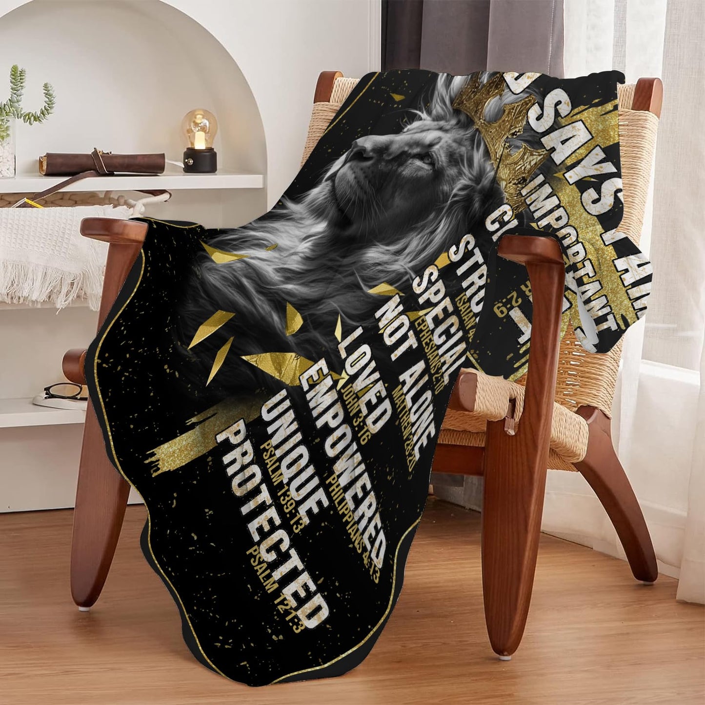 CIUGOIG Christian Gifts for Men, God Says i Am Lion Blanket 50"x60", Inspirational Religious Birthday Gifts for Lion and Cross Blanket, Christian Faith Jesus God Prayer Bible Verse Gift for Christmas