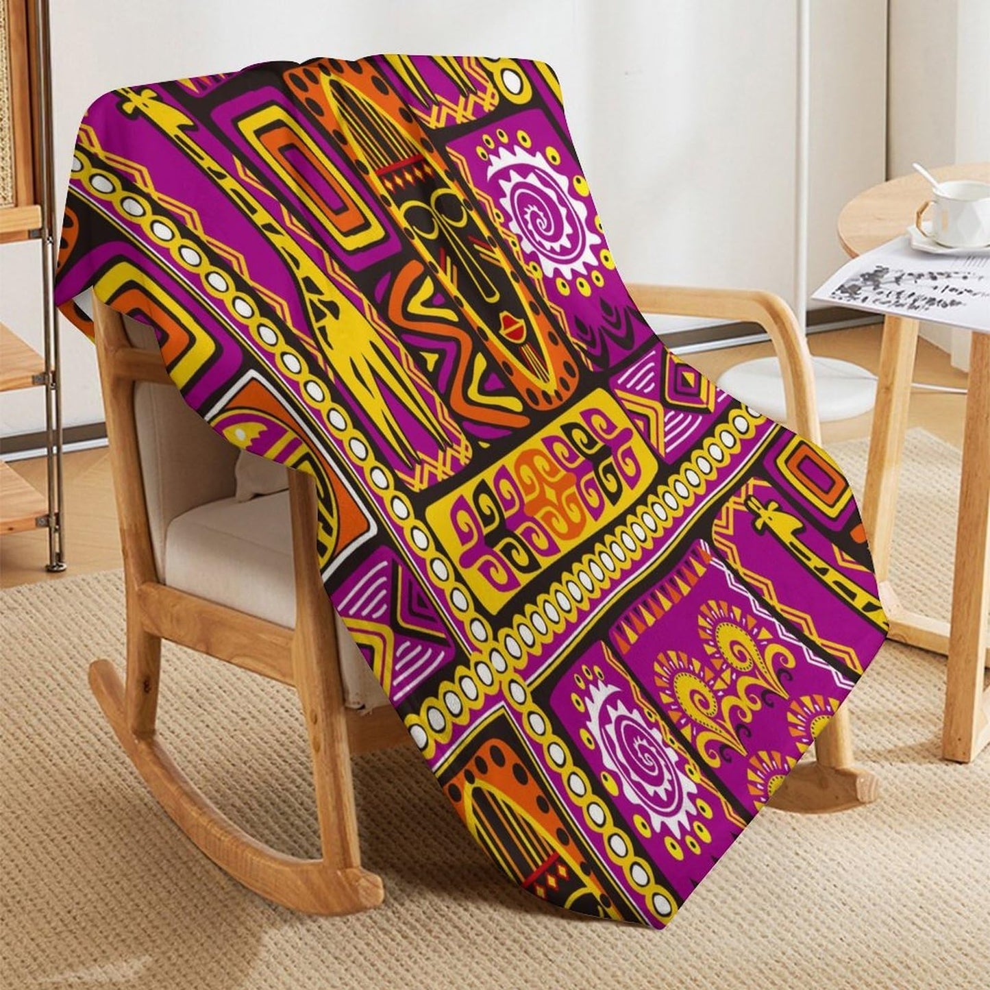 ZhiRain African Totems Throw Blanket American Kwanzaa Black History Month Juneteenth Blanket for Sofa Bed Couch Chair Or Dorm 50"x60"