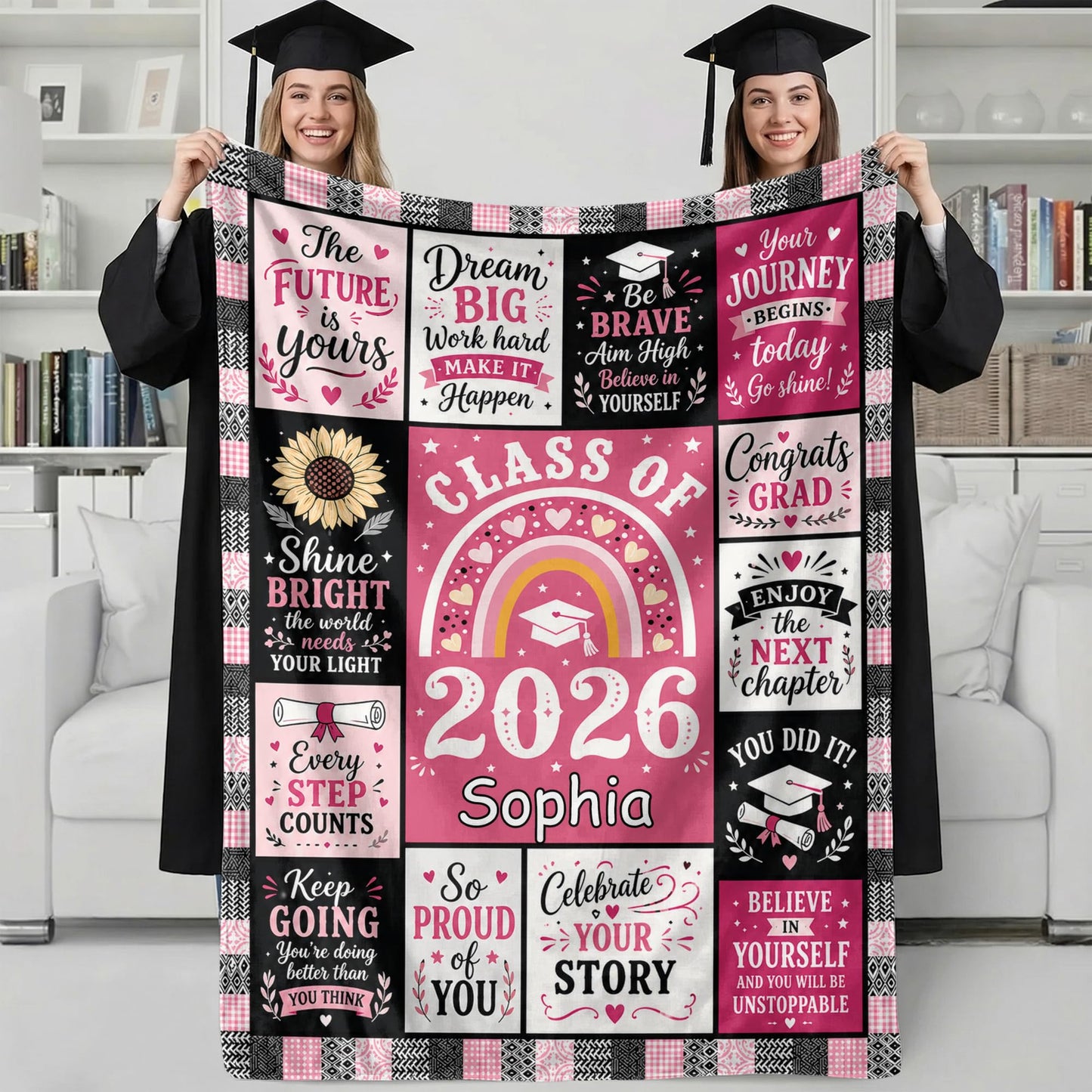 Ipplee Personalized Graduation Blanket 2026 - Custom Name Flannel Throw Blanket Class of 2026, Soft Fleece Grad Gifts for Daughter Son Her Him, College High School Graduation Decorations Keepsake