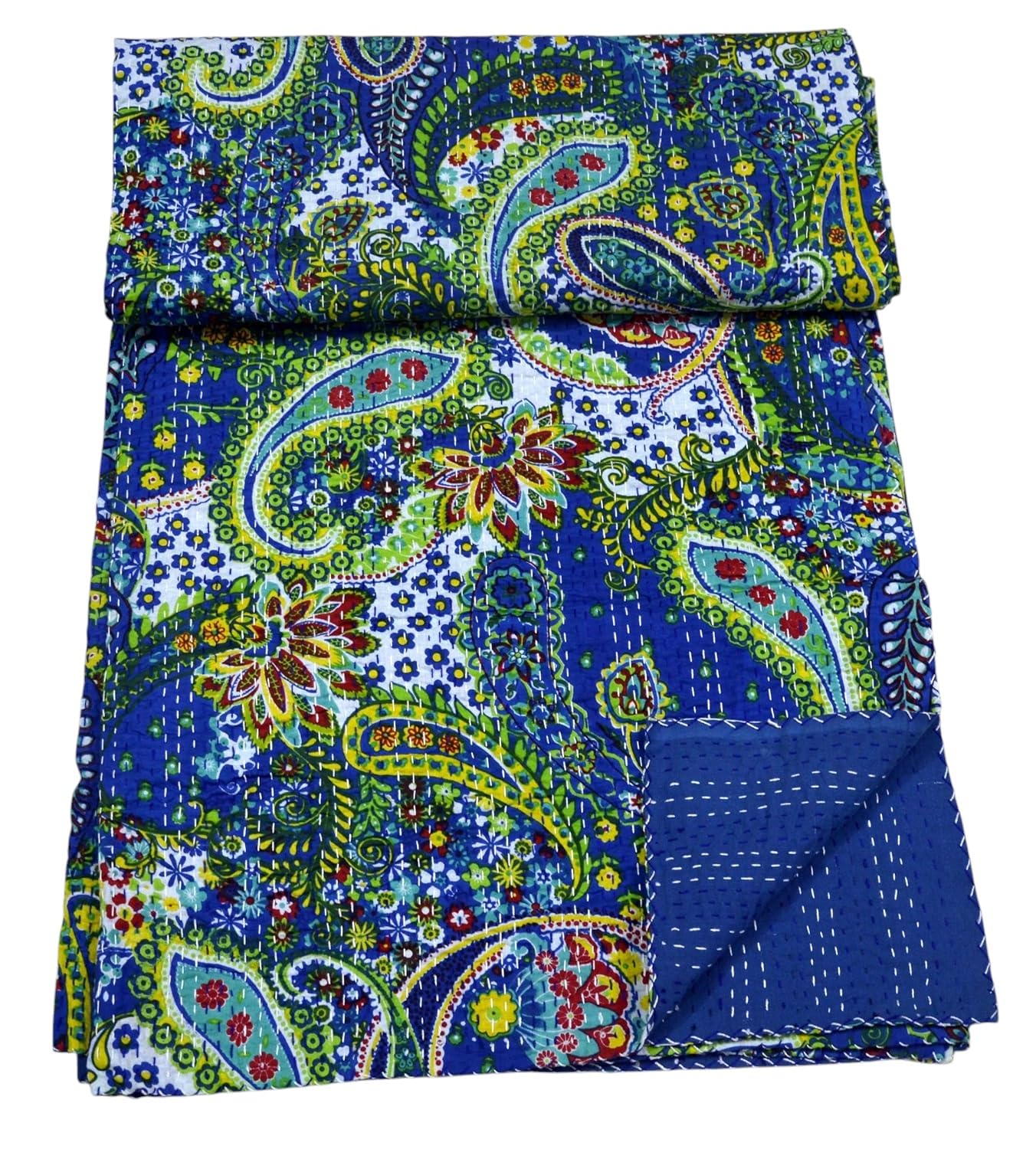 Arprani Indian Vintage Kantha Quilt Set Handmade Cotton Throw Blanket Bedspread gudari Paisley Bohemian bedspreads Boho Queen Size Quilt