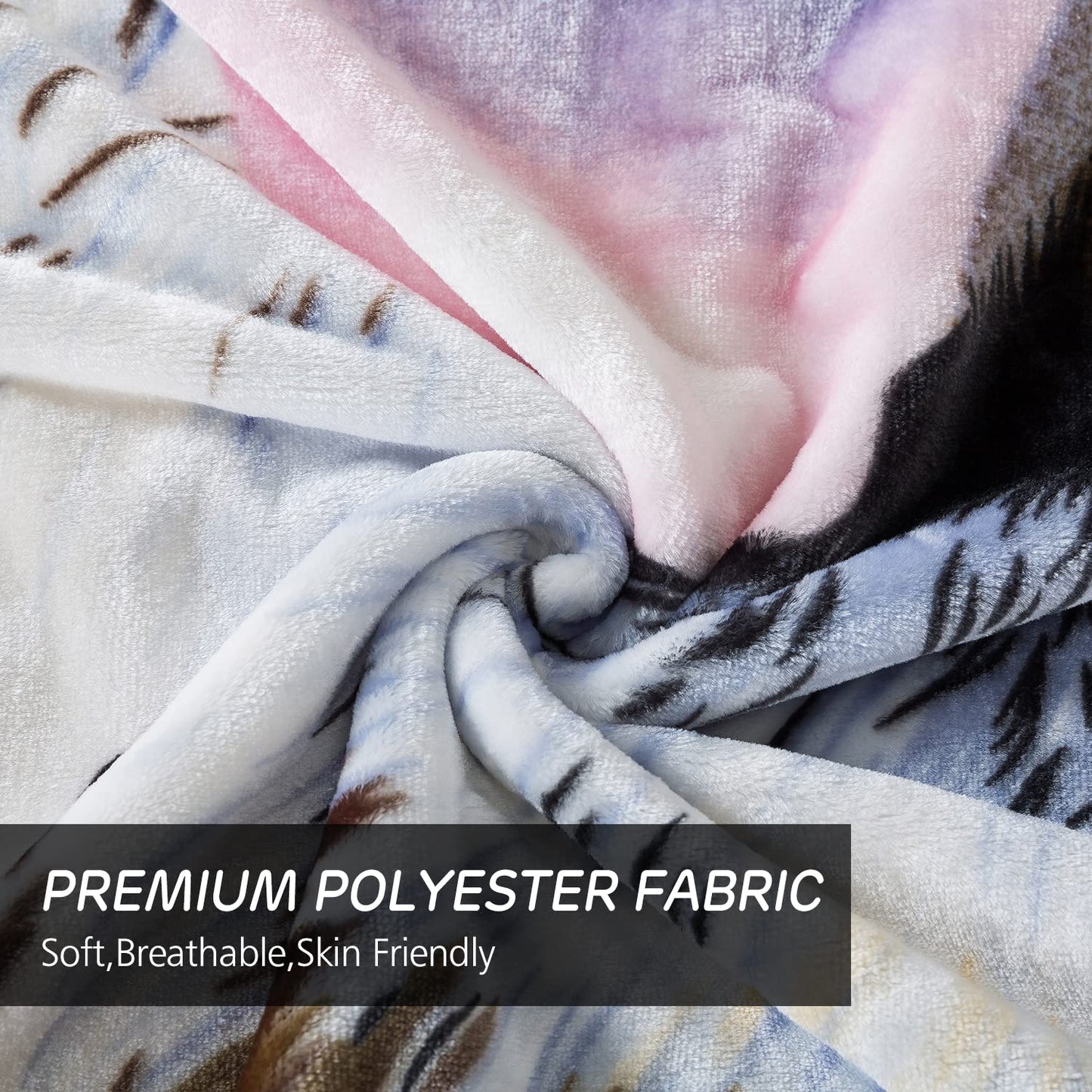 JYK Plush Fleece Blanket Queen Size 91" x 75", 3.7LBs 1 Ply Soft Korean Mink Warm Lightweight Bed Blanket for Autumn Winter