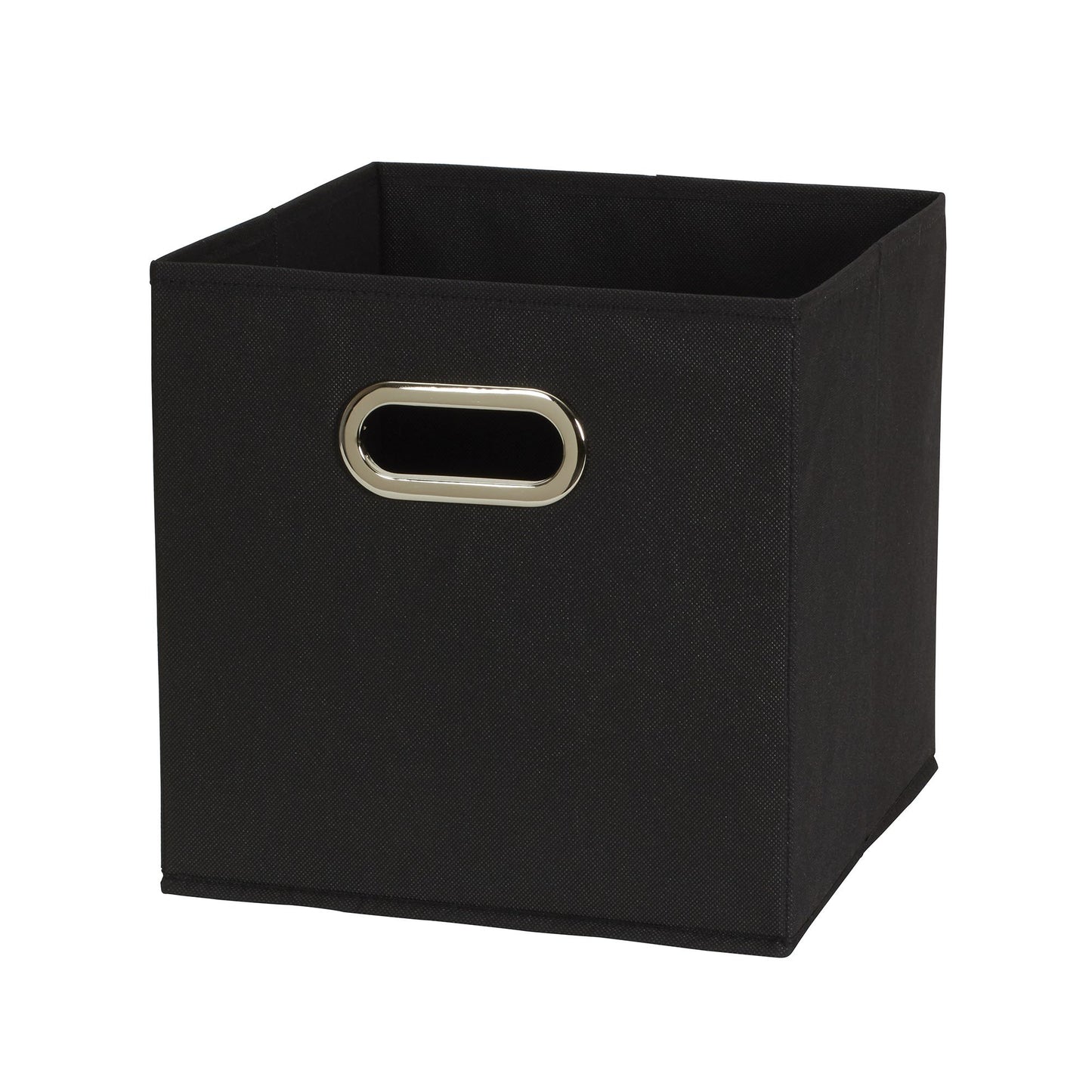 Household Essentials Foldable Fabric Storage Bins 6 Piece Set, Strong Poly-Woven Fabric, Sturdy Chipboard Sides, Grommet Front Handle, Stackable, Classic Design, Black