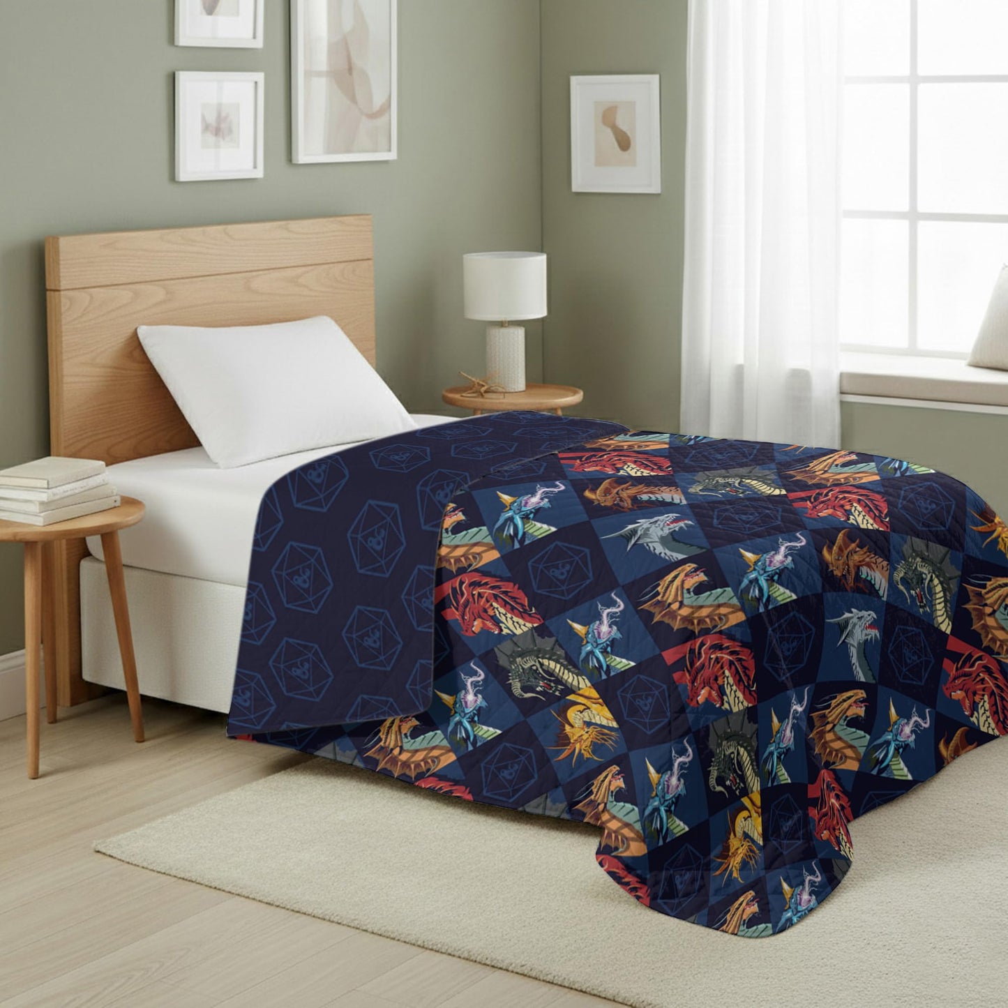 Northwest Dungeons & Dragons Dragons & Dice Quilted Blanket, Comfy Throw, Soft Lightweight Bedding for Bed, or Couch, 60 x 80 inches