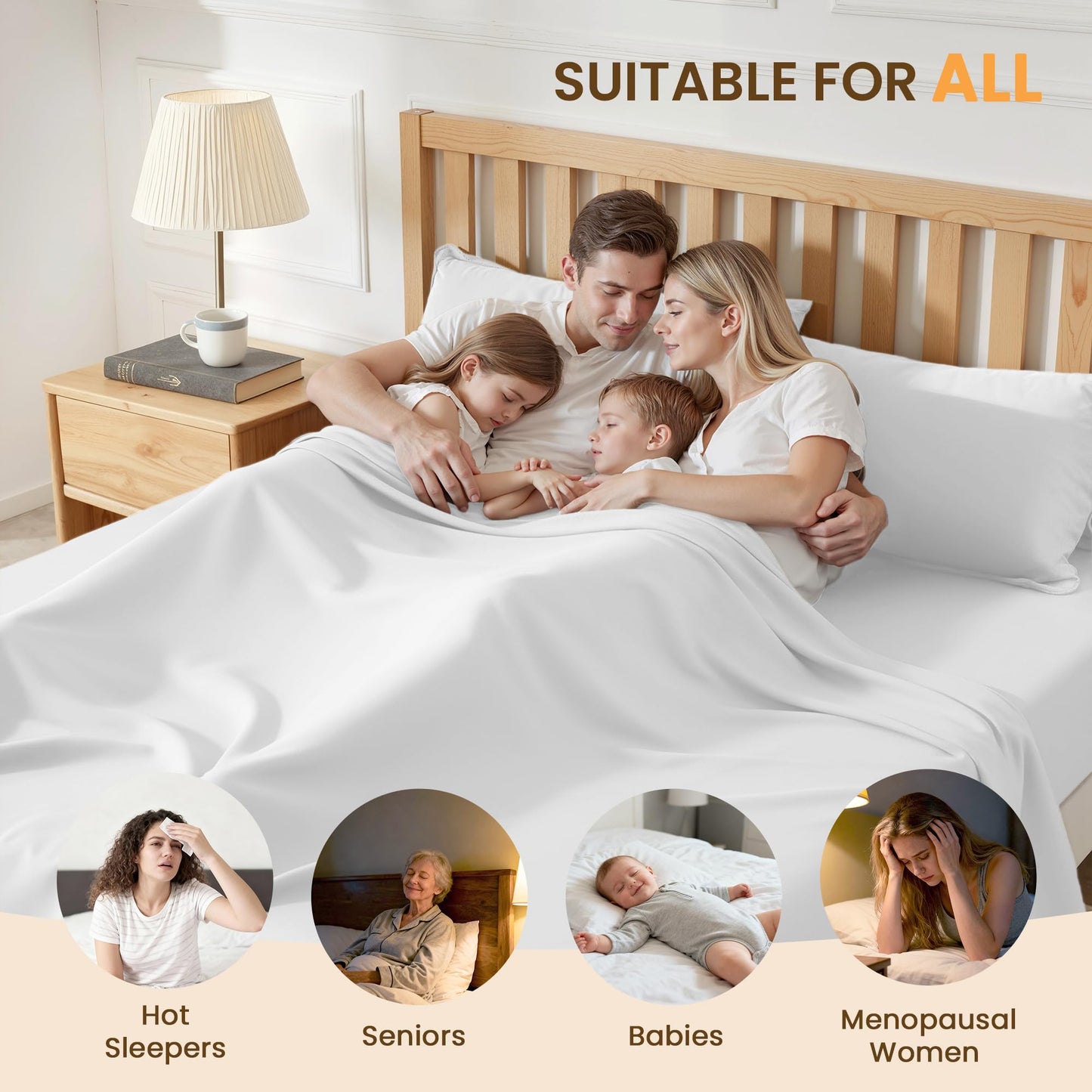 USXIBEI Queen Size 4 Piece Sheet Set - Comfy Breathable & Cooling Bed Sheets Set, Soft and Wrinkle Free, Deep Pockets, Easy & Secure Fit, Hotel Luxury Bedding for Women, Men - Oeko-Tex - White