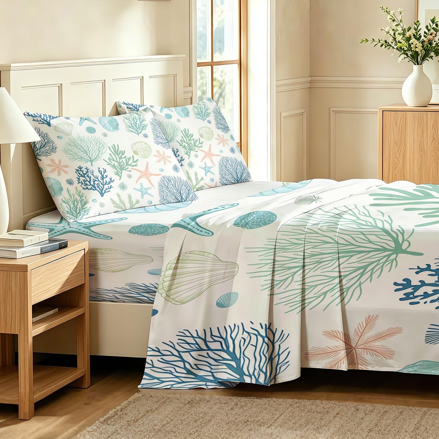 Coral Queen Bedding Set Marine Life Sheet Sets