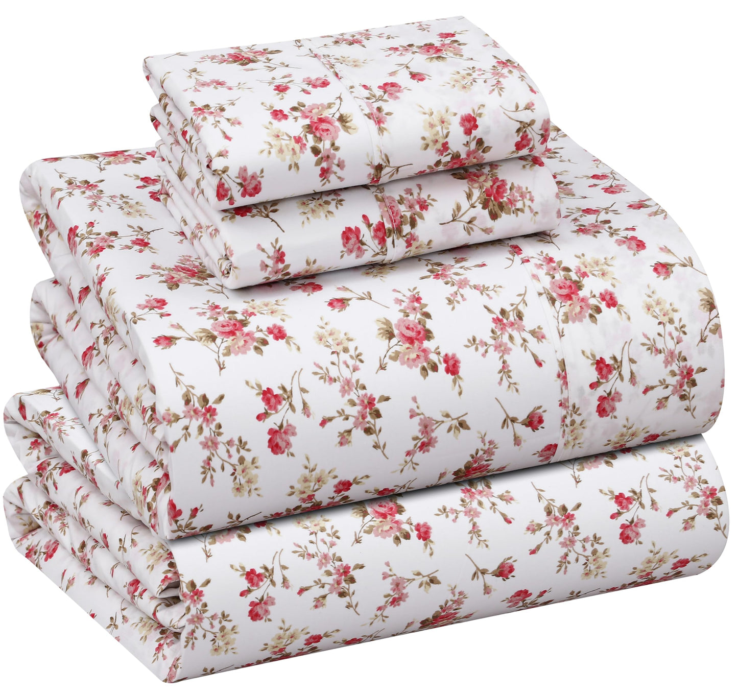 RUVANTI 100% Cotton Percale Sheets Queen Size, Bouquet