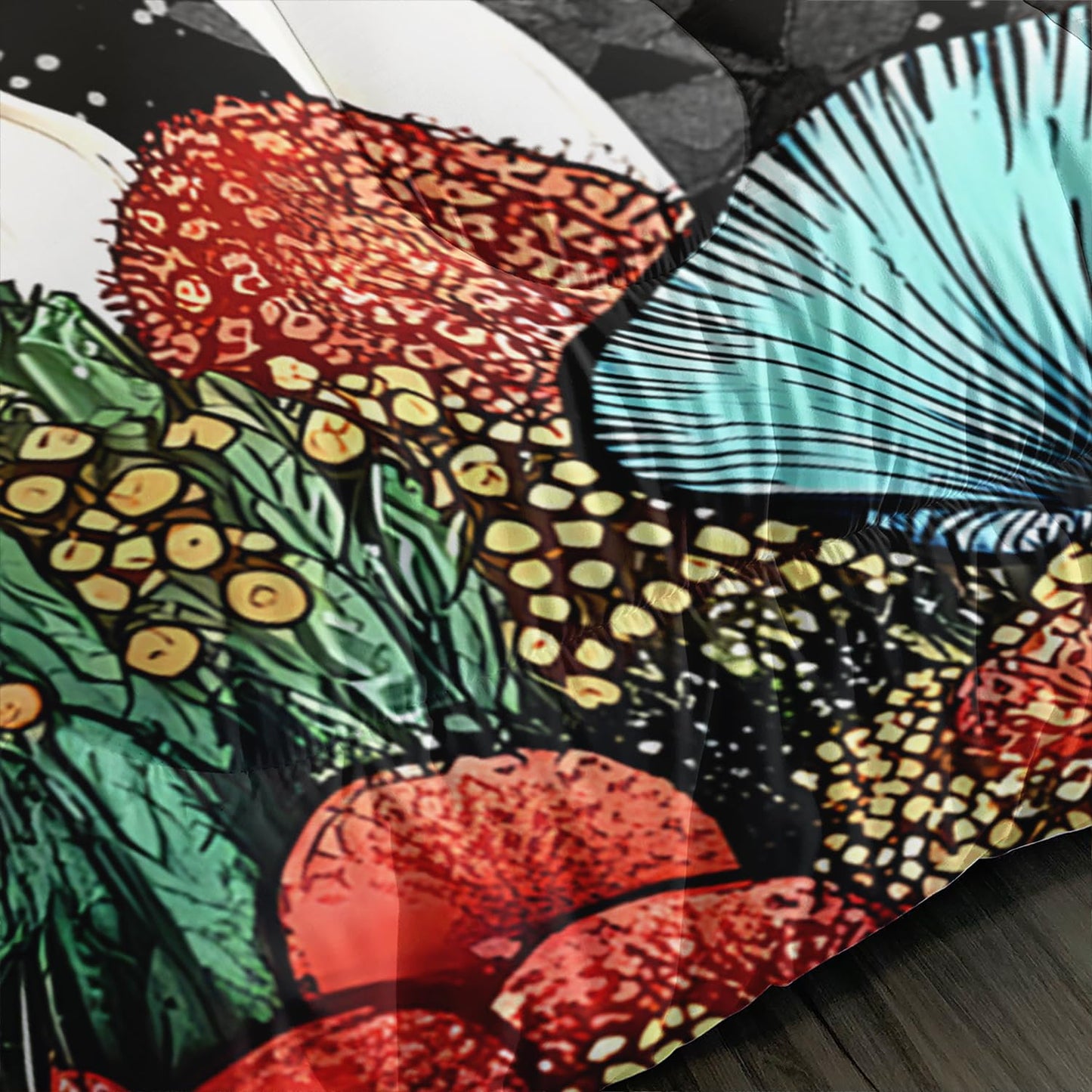 XYNHML Kids Cute Mushroom Comforter 3Pcs Queen Natural Wild Botanical Fungus Bedding Set for Kid Teen Girl Boy Adult Plants Floral Moon Night Star Quilt Bed Decor with 1 Comforter and 2 Pillowcases